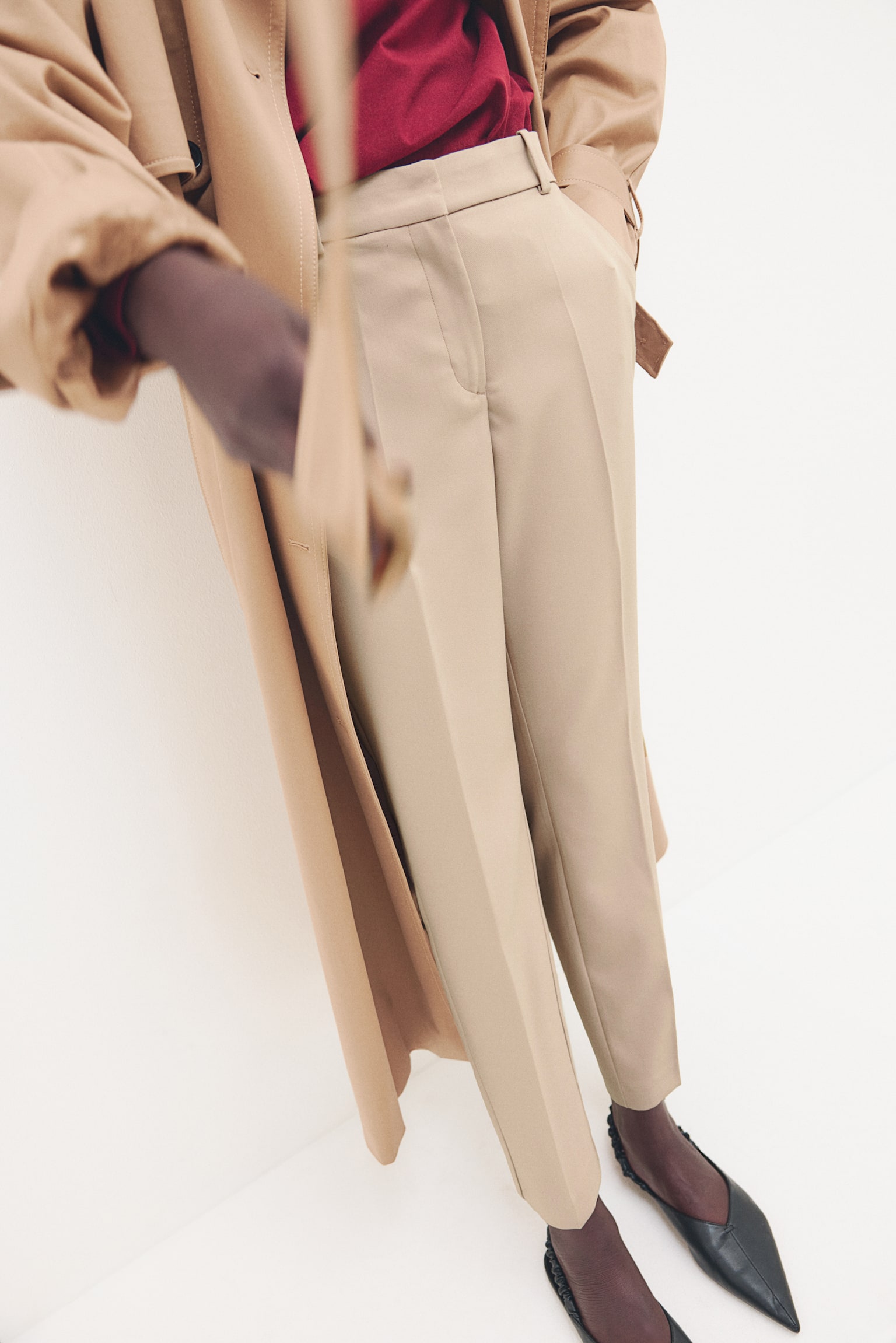 Cigarette trousers - Beige/Black/Navy/Grey/Beige checked/Dark grey/Pinstriped/Dark khaki green/Light beige/Checked/Beige/Dark greige/Greige/Grey/Cream/Dark grey/Checked/Dark grey/Beige/Checked/Light green/Dark grey/Checked/Dark beige/Brown/Checked/Pink/Grey/Checked - 1