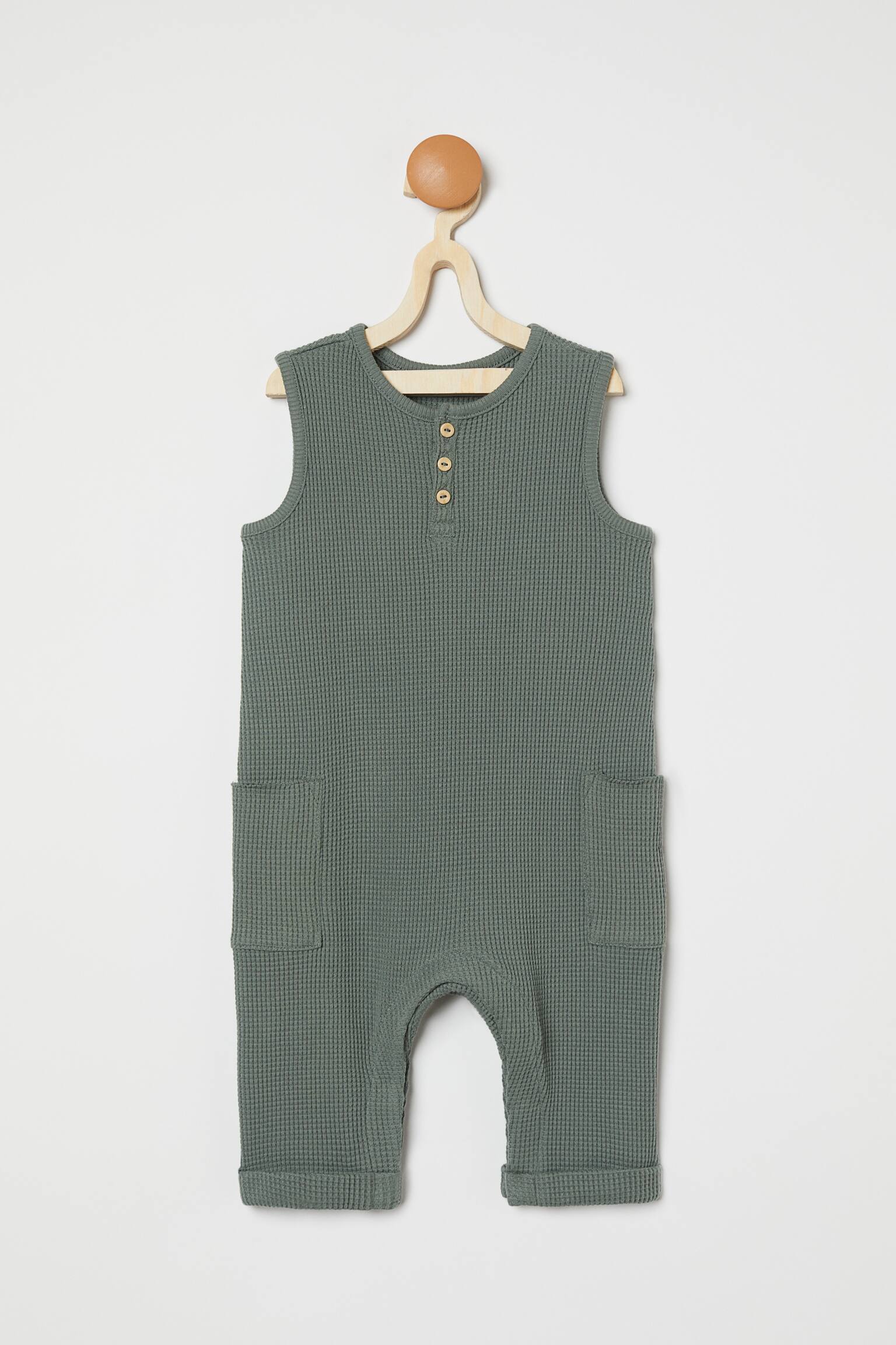 Katoenen kruippakje - Donker nevelgroen