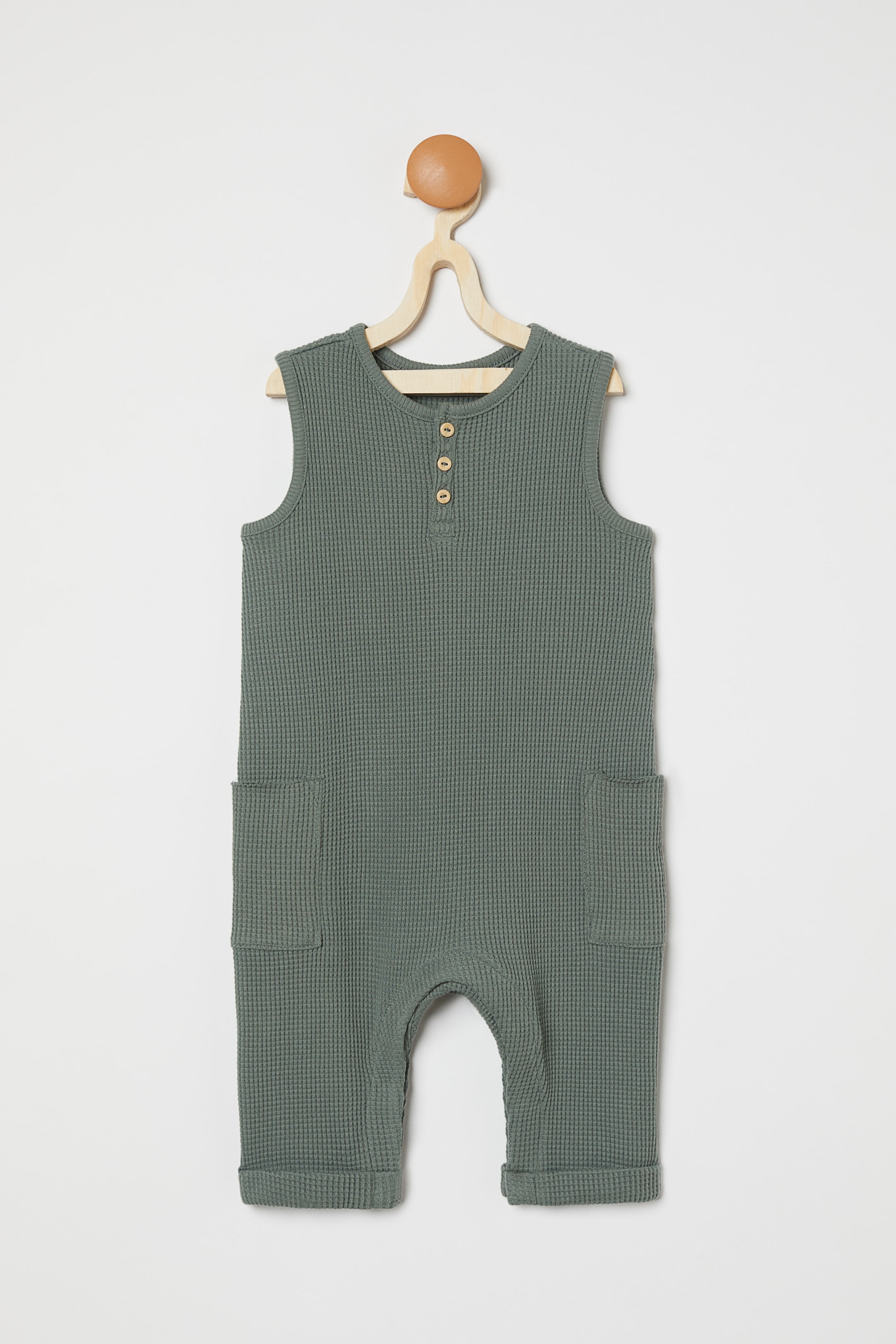 Grotere afbeelding bekijken: Katoenen kruippakje - Donker nevelgroen - KINDEREN | H&M BE 1