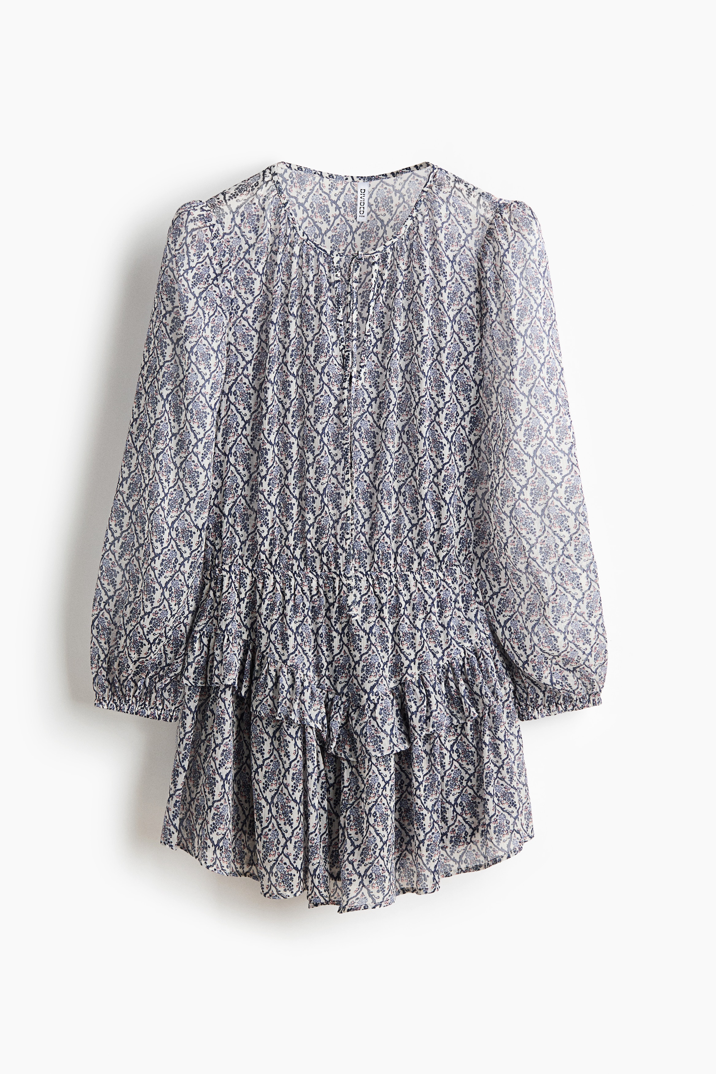 Vestido con olanes - Crema/Floreado