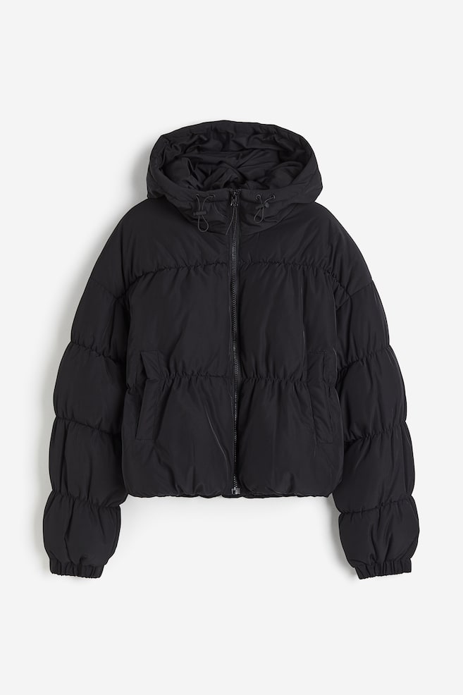 Hooded puffer jacket - Black/White - 2