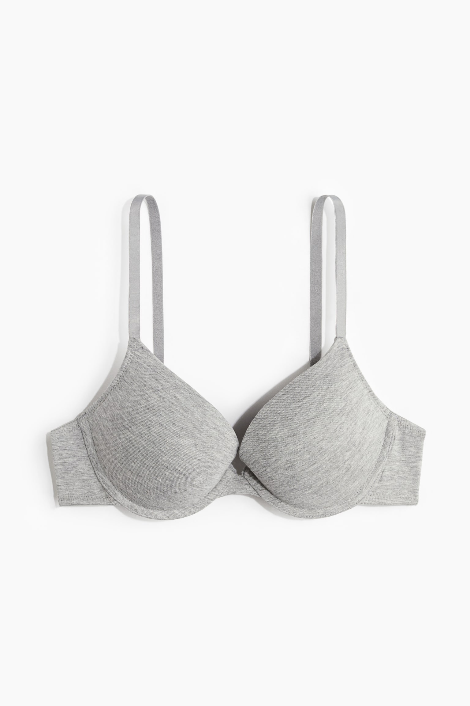 Cotton push-up bra - Light grey marl - 1