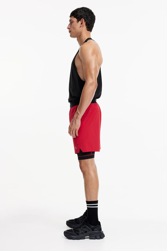 DryMove™ Double-layered sports shorts - Red/Black/Grey/Black - 5