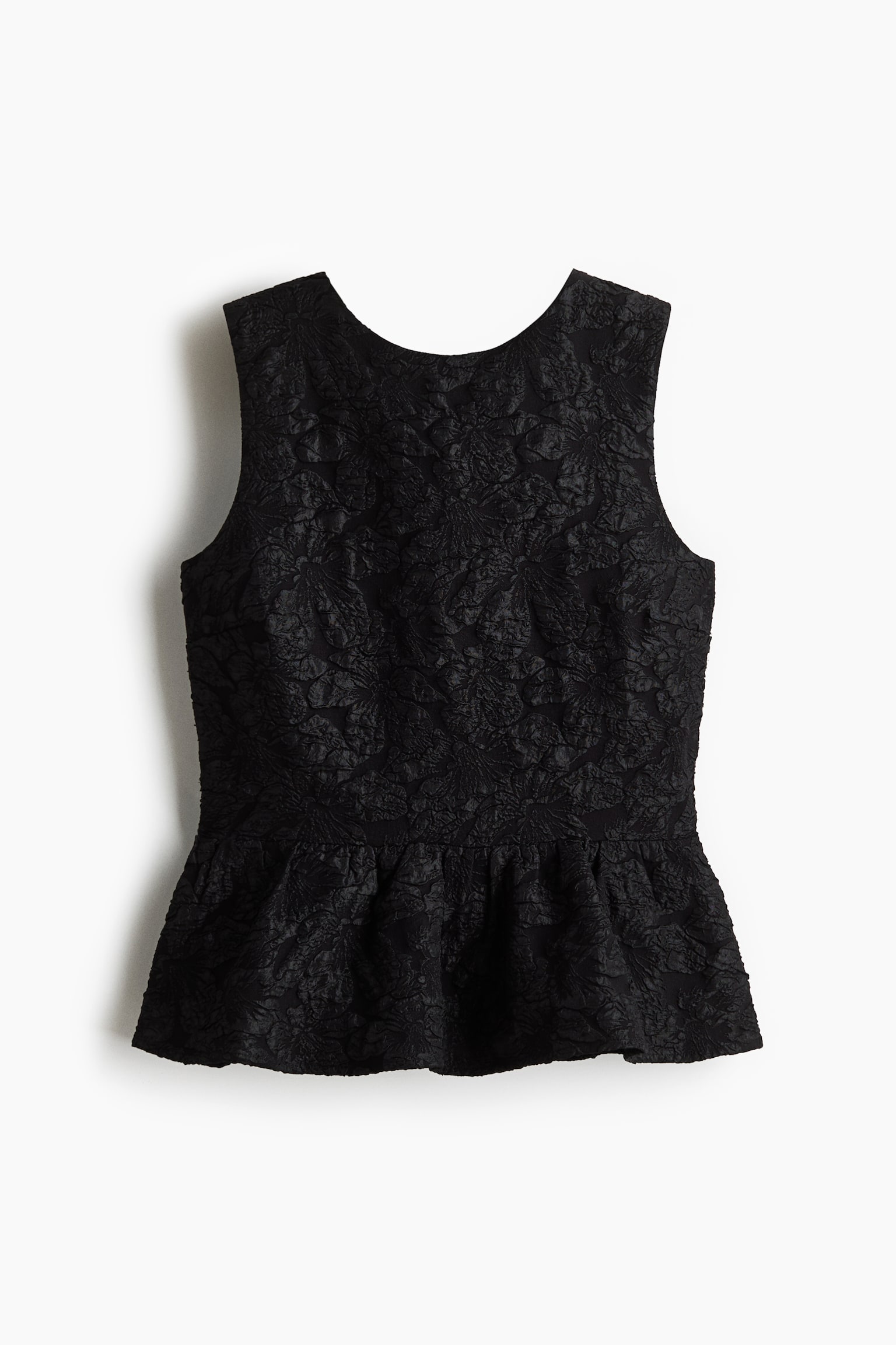 Bow-detail peplum top - Svart