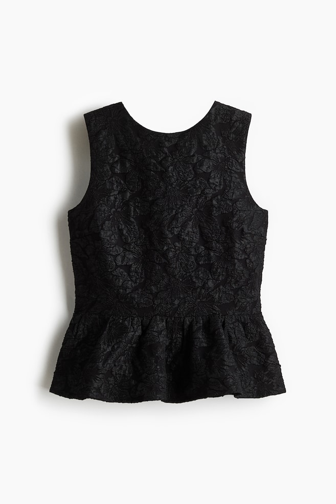 Top péplum avec nœud - Noir - 1