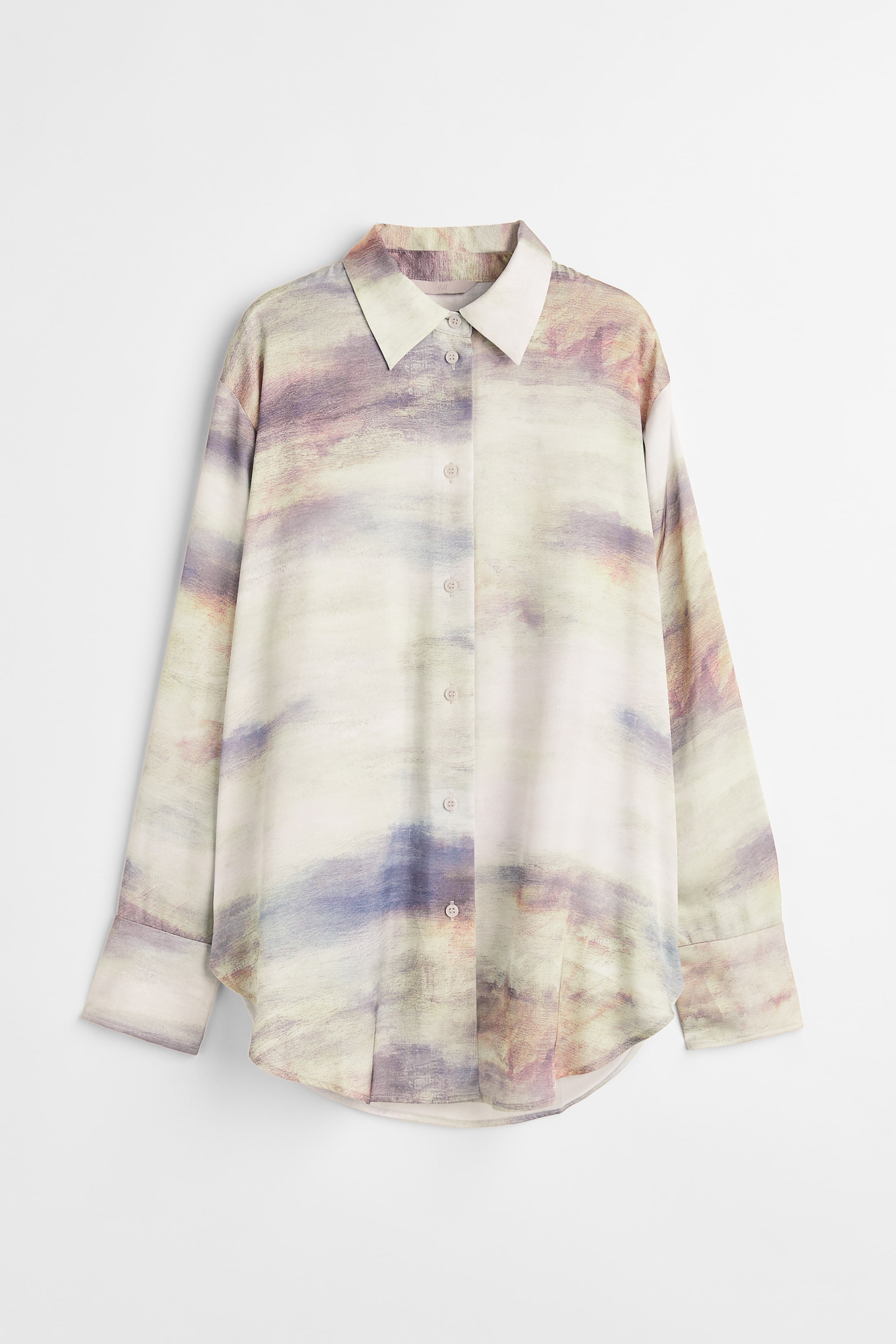 Xem ảnh lớn hơn: Áo sơ mi có độ bóng - Màu trắng tự nhiên/Hoa văn - Ladies | H&M VN 1