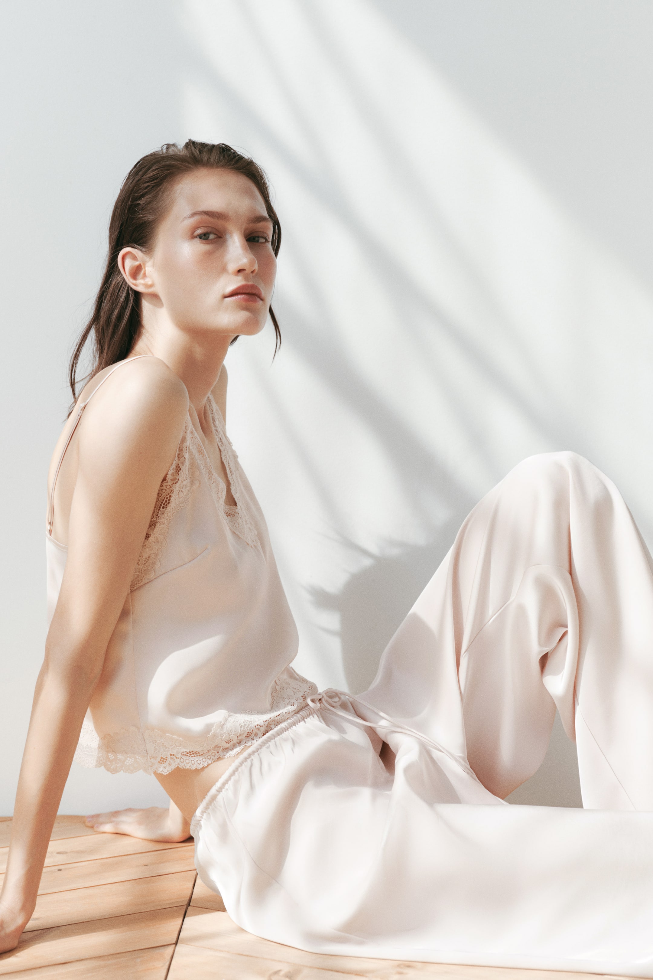 Drawstring satin pyjama bottoms