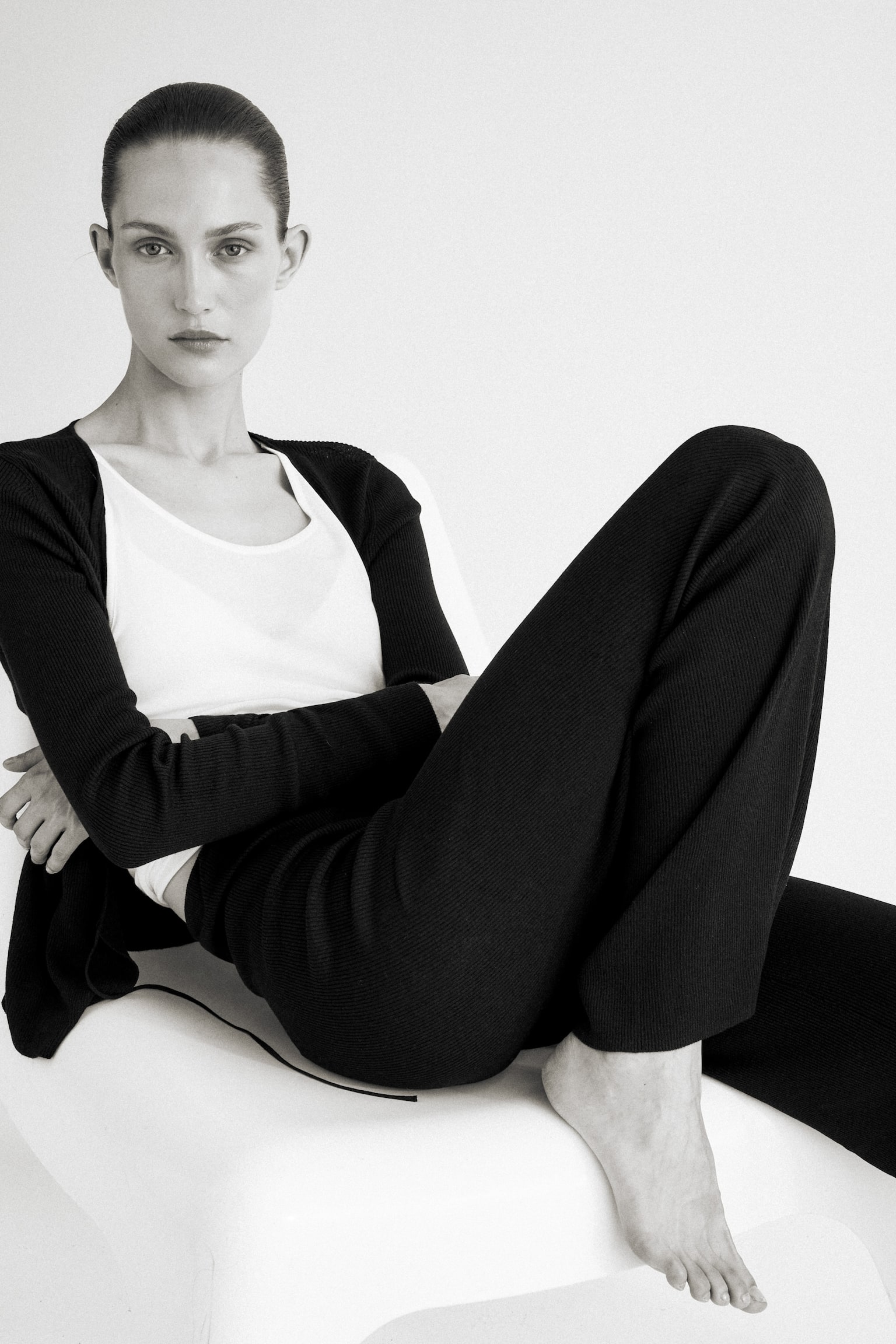 Женские брюки H&M Rib-Knit, цвет: Чёрный — фото 4