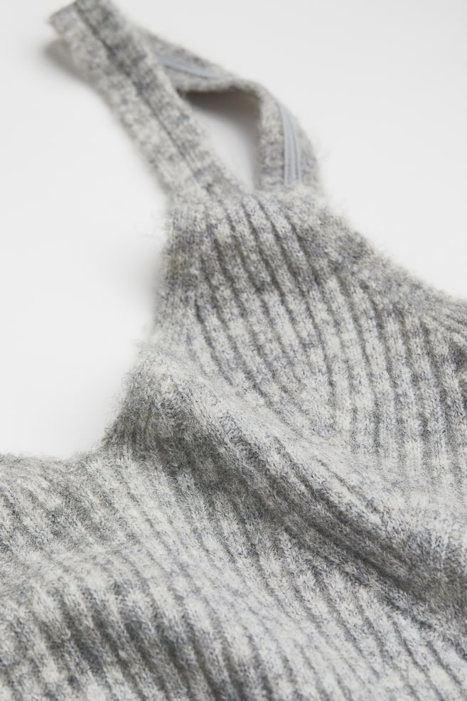 Rib-knit dress - Light grey marl/Dark mole - 3