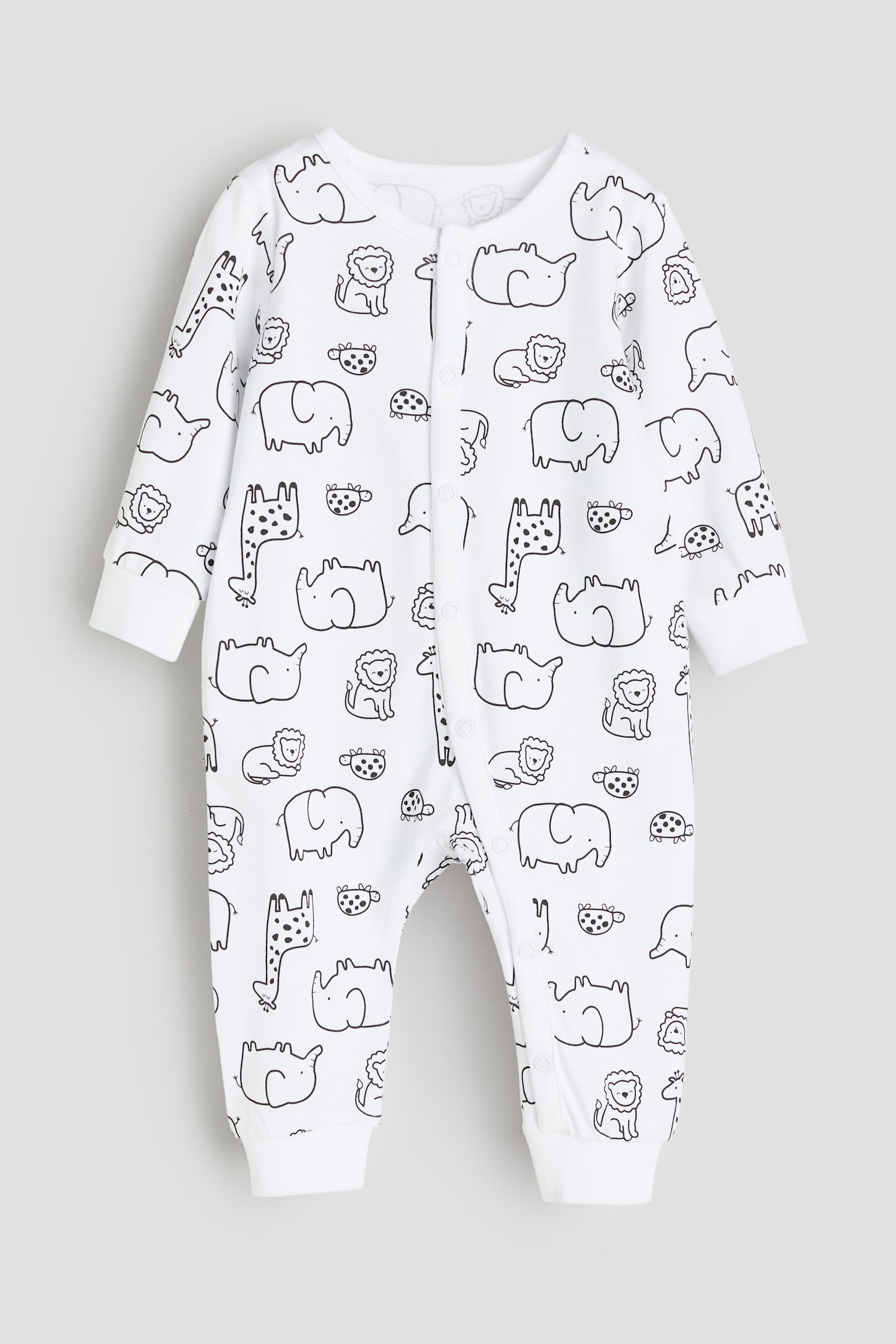 Pattern Sleepsuit - White/Giraffes/Light pink/Butterflies/Cream/Dinosaurs/Light blue/Clouds/Light beige/Cats - 1