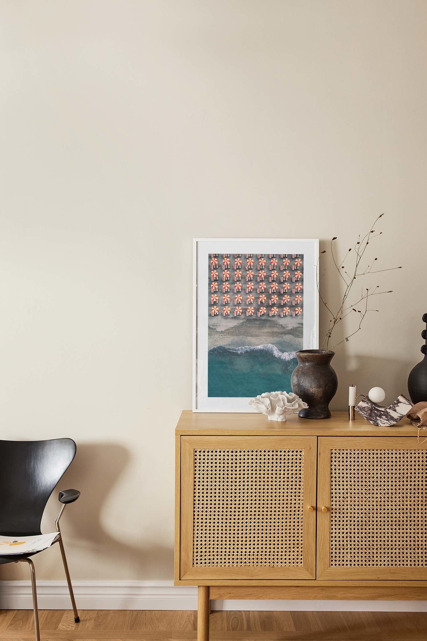 Tuscany Beach Umbrellas Plakat - Rød/grøn/hvid