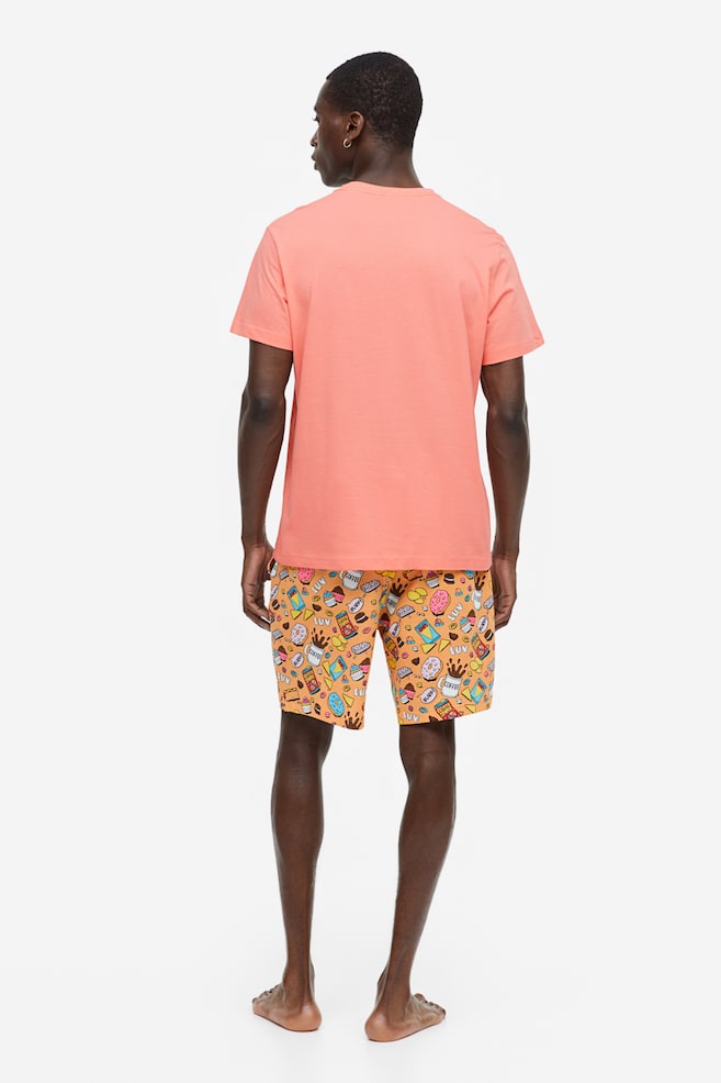 Regular Fit Pyjama T-shirt and shorts - Coral/Garfield/White/Garfield/Purple/SpongeBob/White/Disney100 - 4