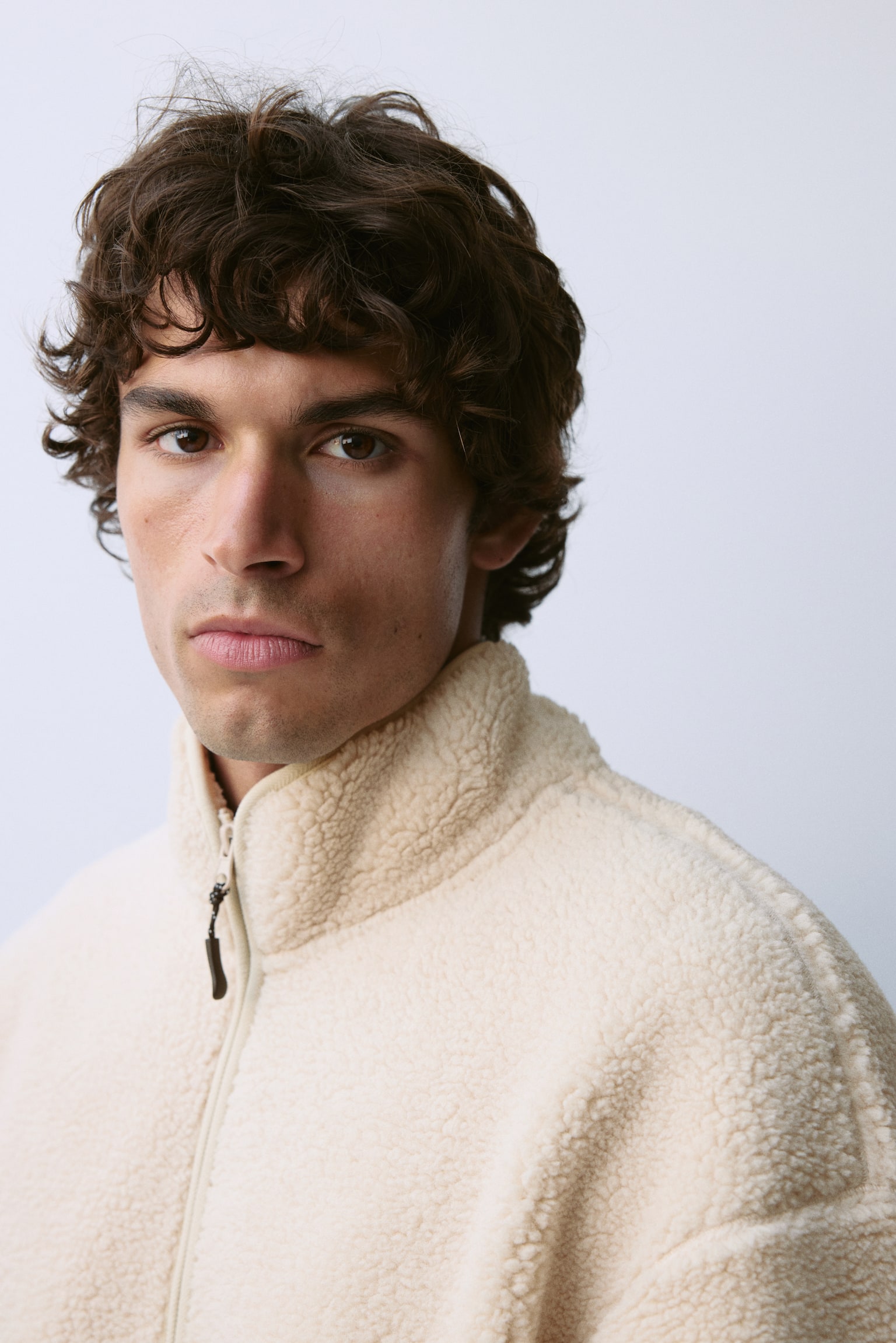 Мужская куртка H&M Teddy Fleece Activewear, цвет: Бежевый — фото 4