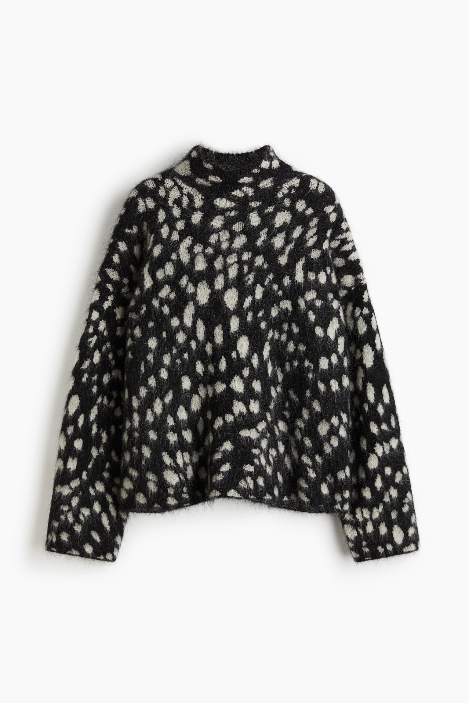 Mohair-blend turtleneck jumper - Black/Spotted/Beige/Patterned - 2