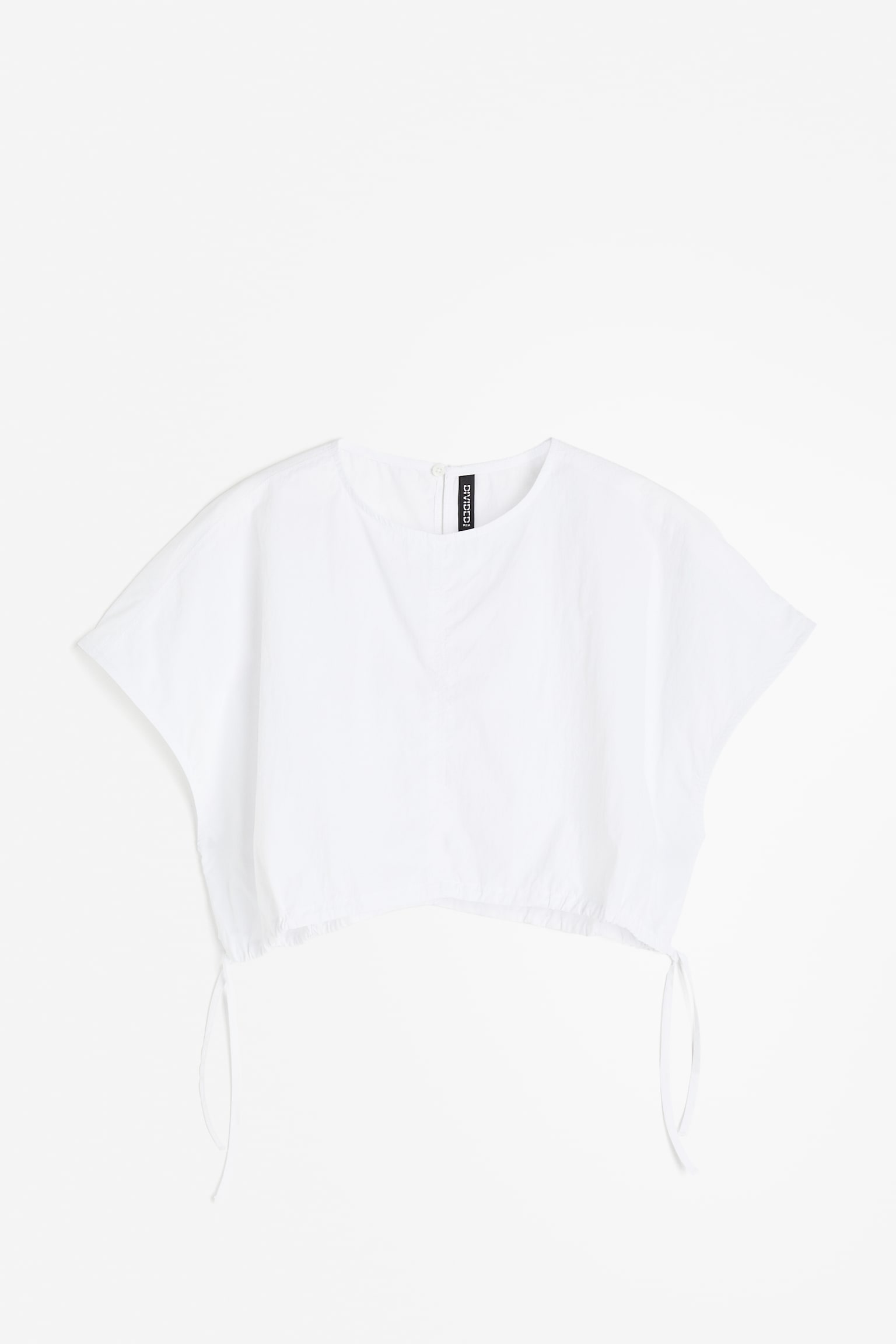 Drawstring-detail cropped top - White/Navy blue - 1