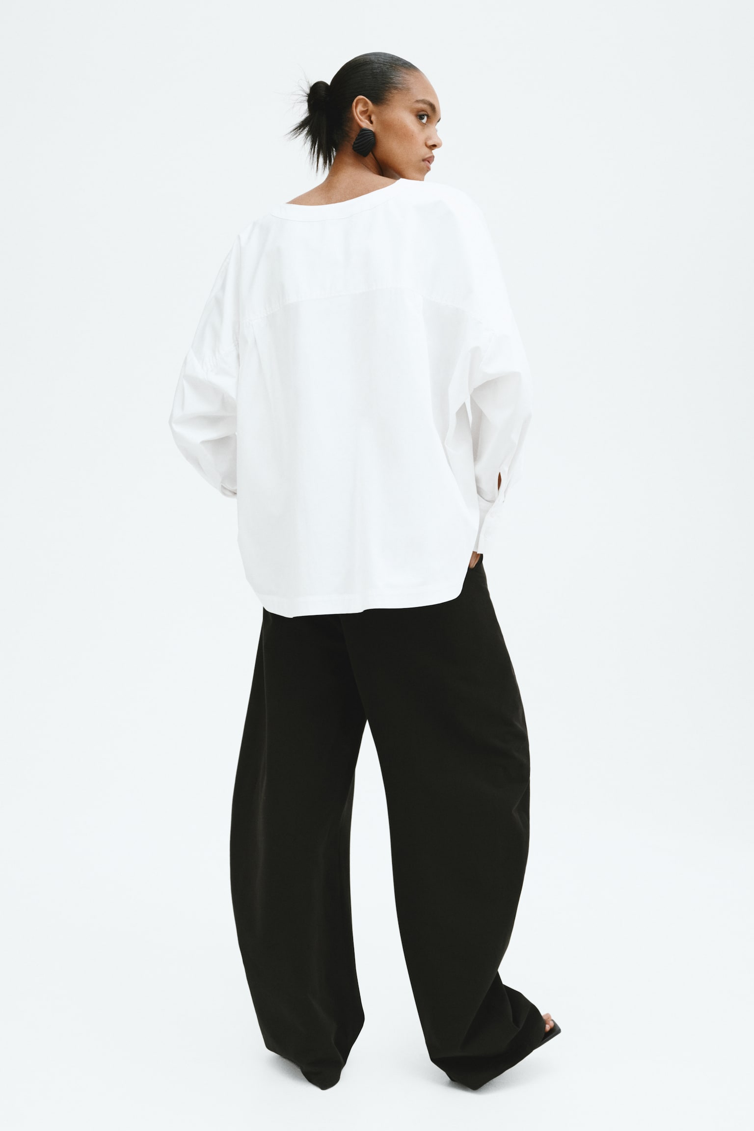 Waisted cotton blouse - White - 7