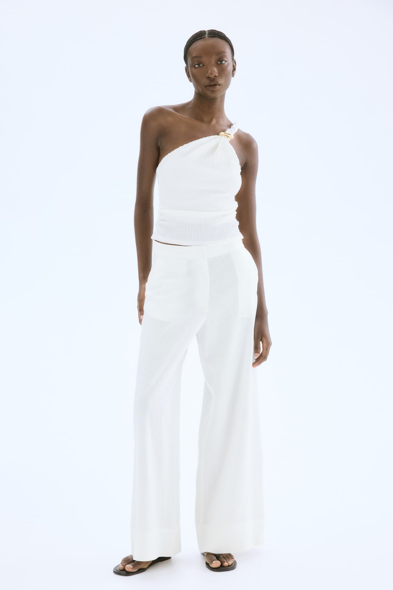 Wide-Leg Linen-Blend Pants