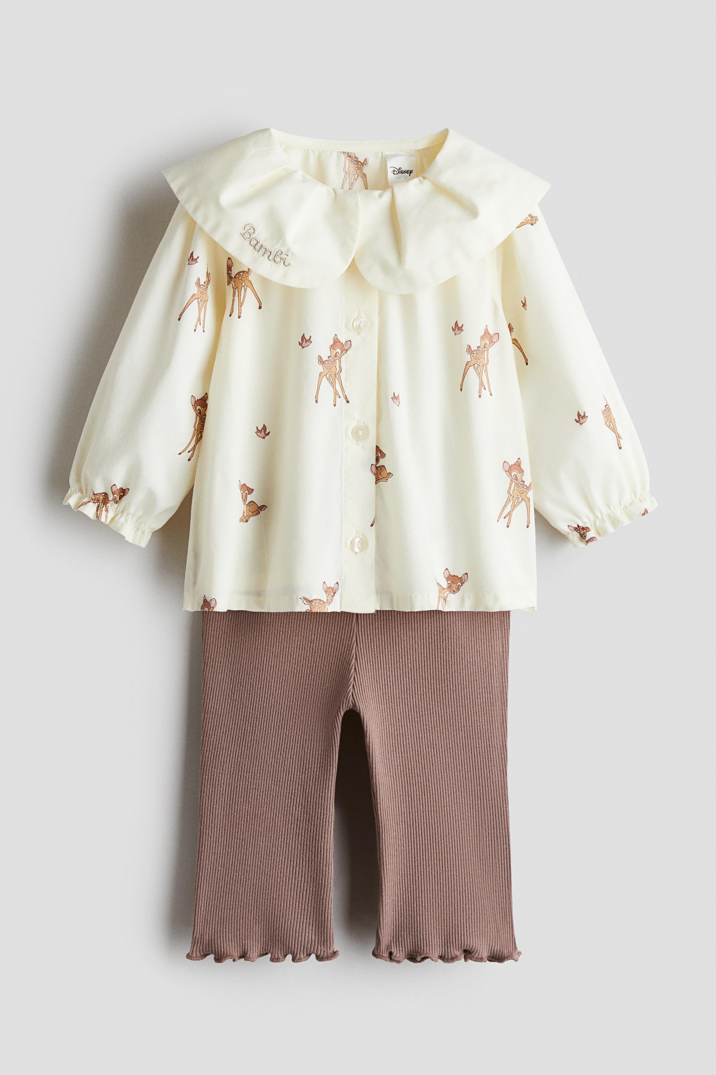 Noworodek - Bawełniany komplet 2-częściowy Kremowy/Bambi - Size: 86 (12-18M)  - H&M