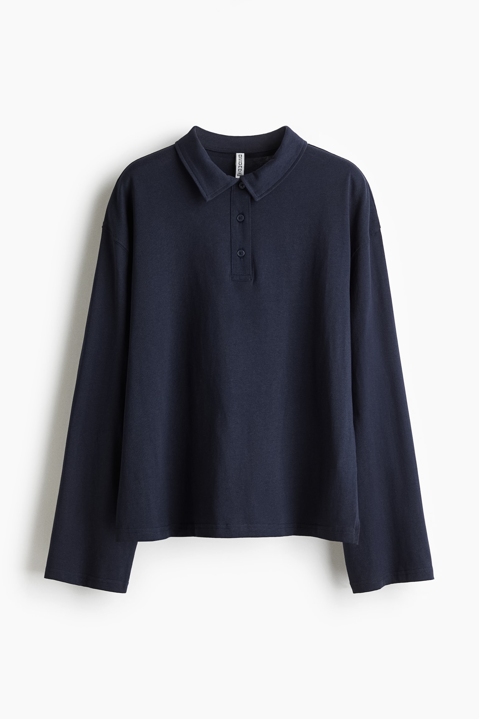 Женское поло H&M Cotton Polo Shirt, цвет: Тёмный пыльный синий — фото 1