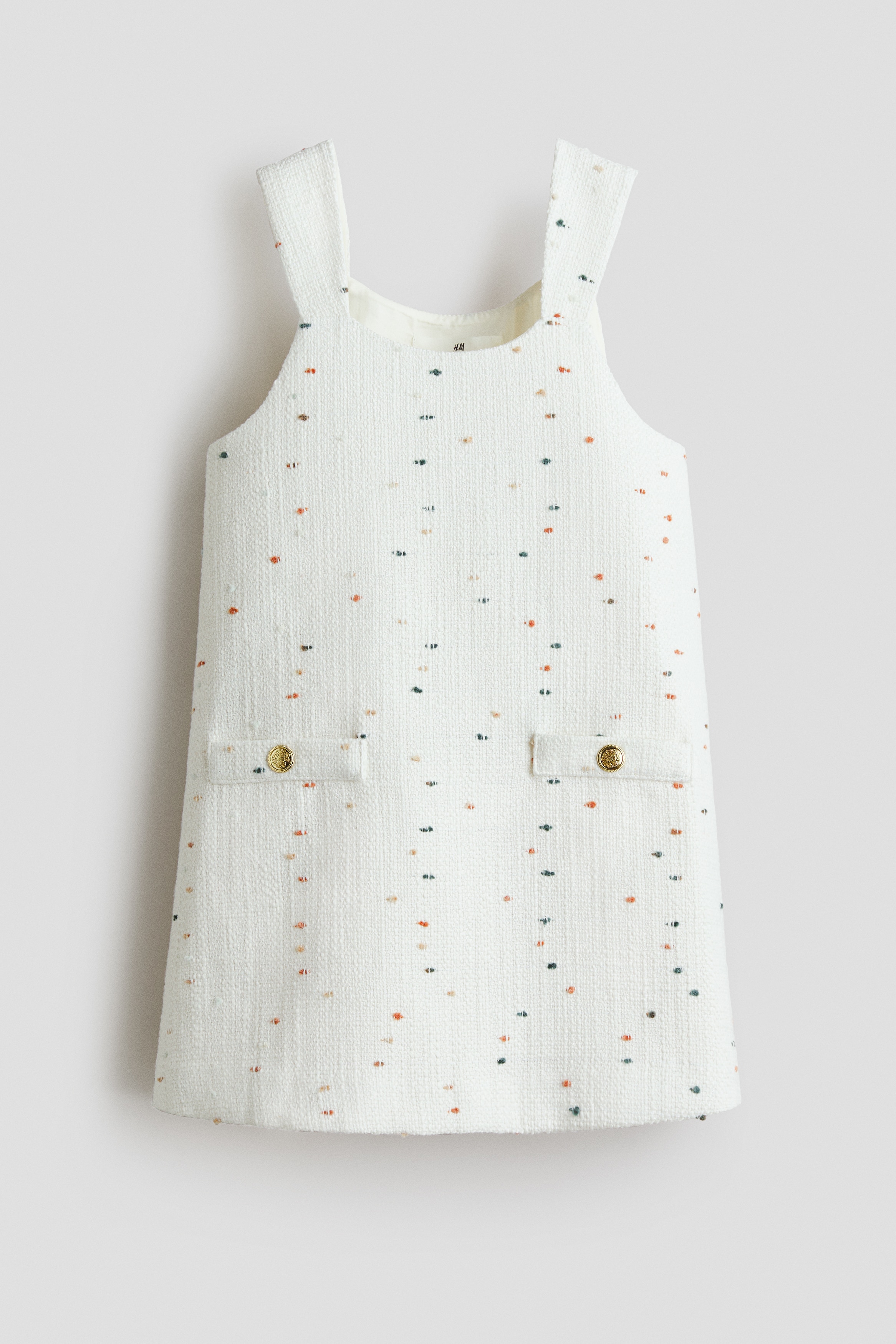 Bouclé shift dress - White/Spotted
