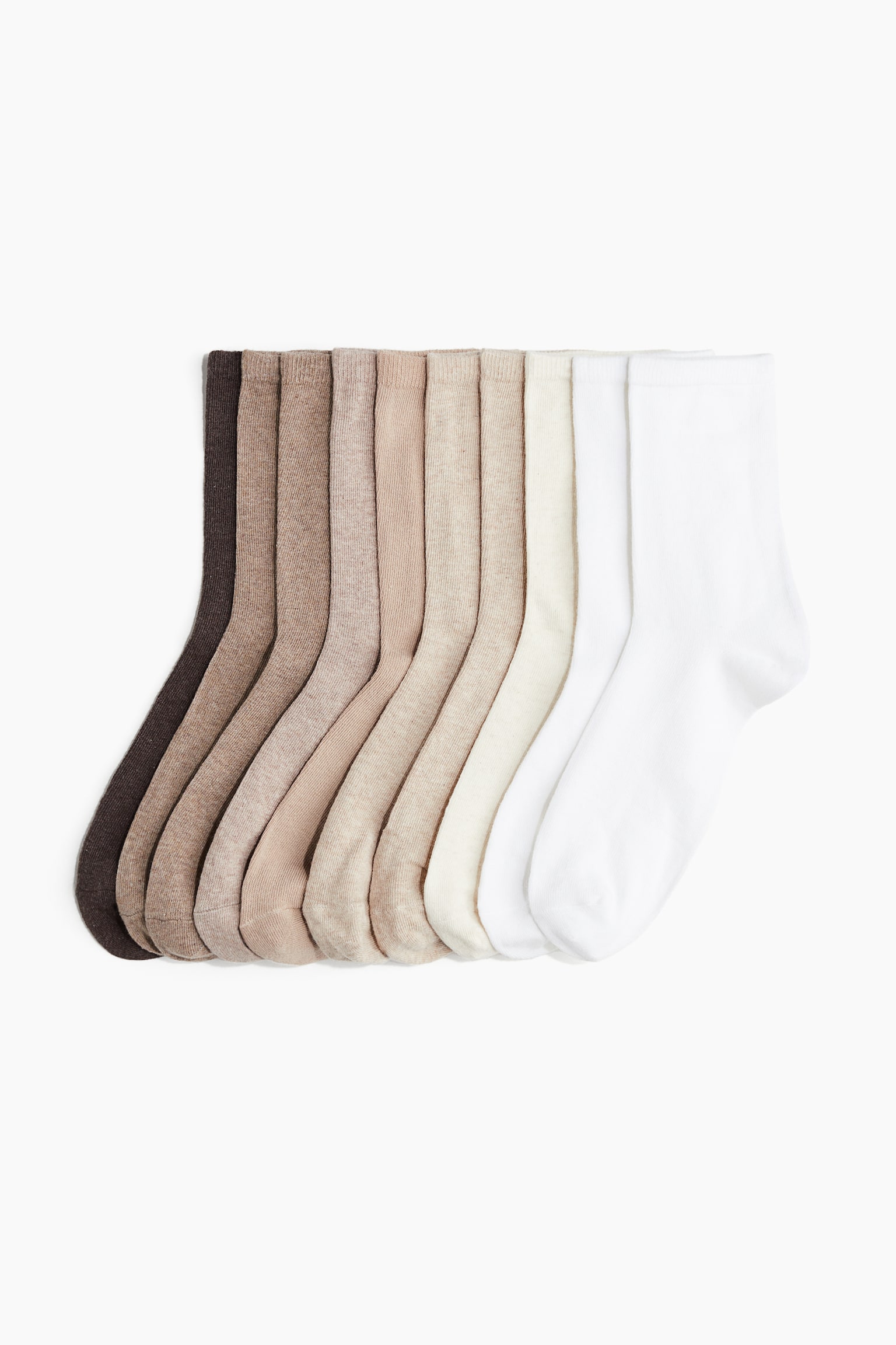 10-pack Socks - White/Beige/Black/Black/Grey/White/White/Grey marle/Black - 1