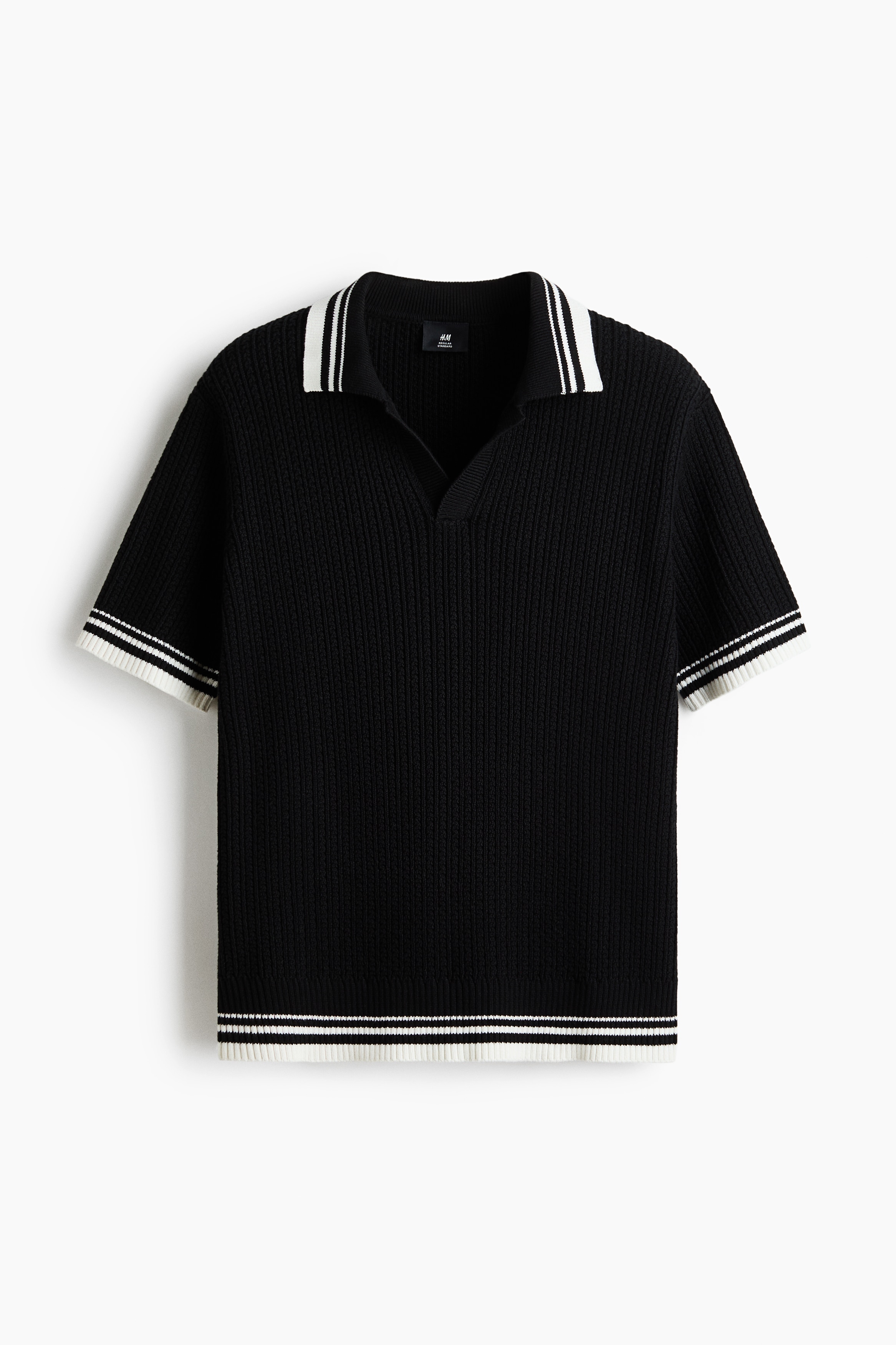 Regular Fit Textured-knit polo shirt - Black/Colour block/White/Colour block