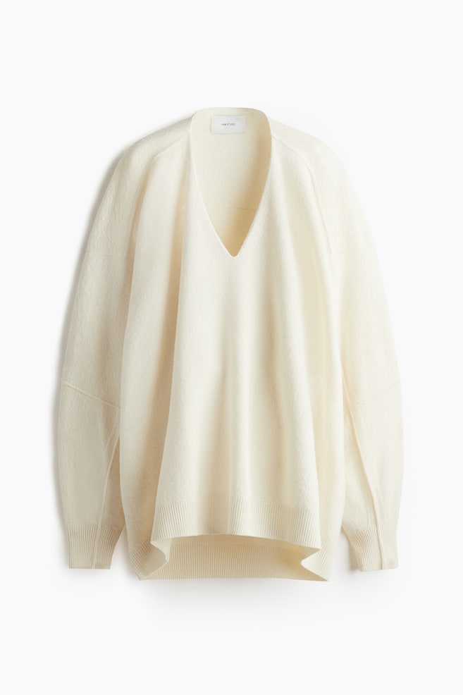 Oversized wool jumper - Cream - 1