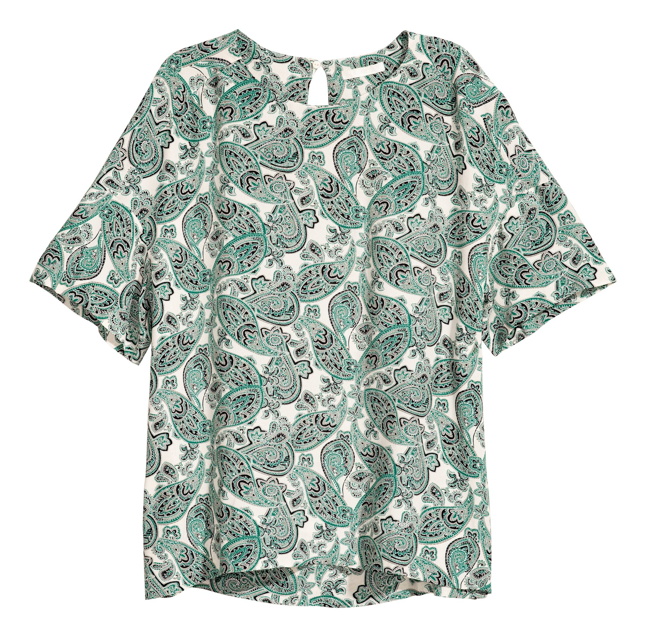 Ver imagen más grande: Top en tejido de crepé - Blanco/Estampado Paisley - MUJER | H&M ES 1