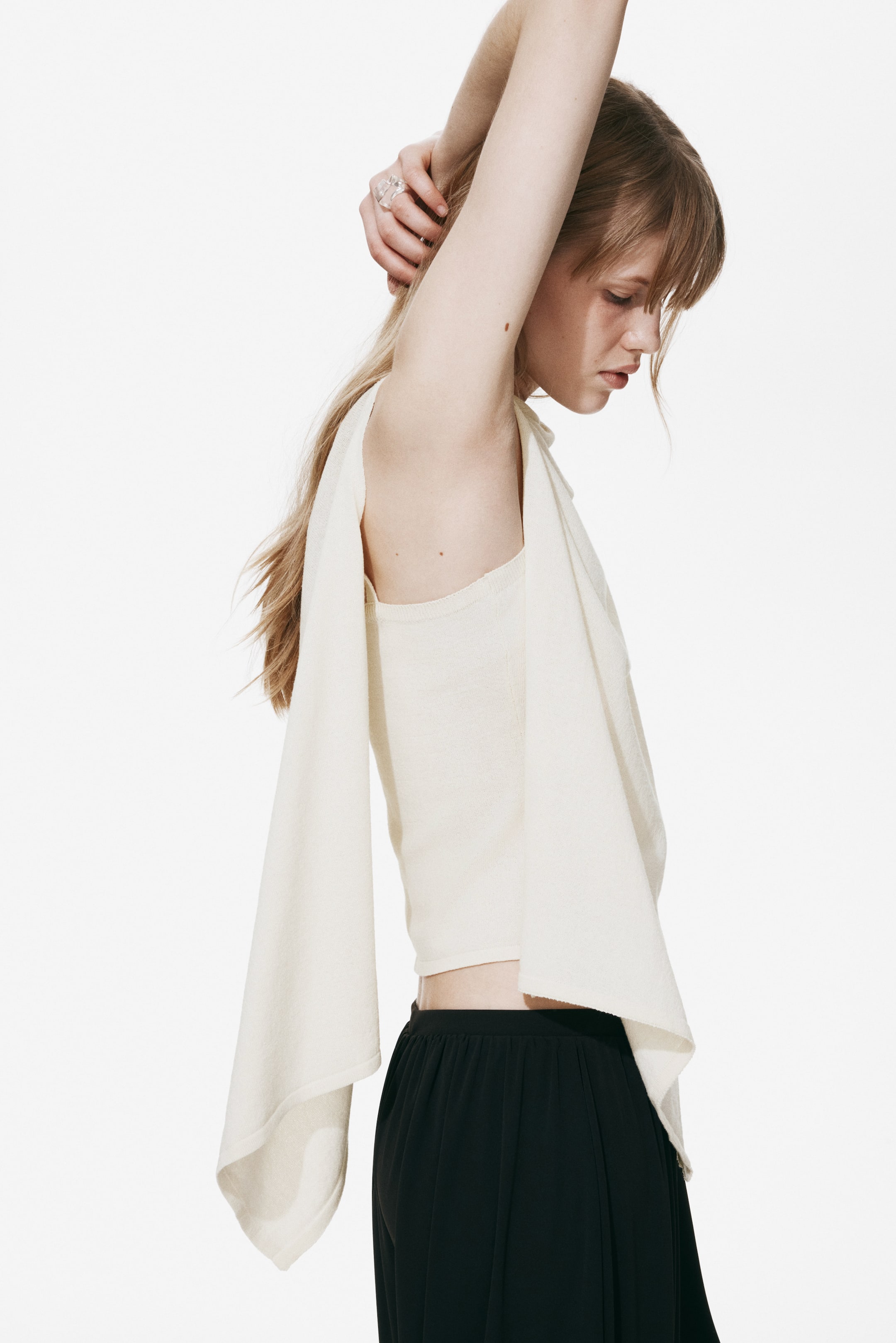 Größeres Bild ansehen: Top mit asymmetrischem Cape-Detail - Cremefarben - Ladies | H&M DE 1