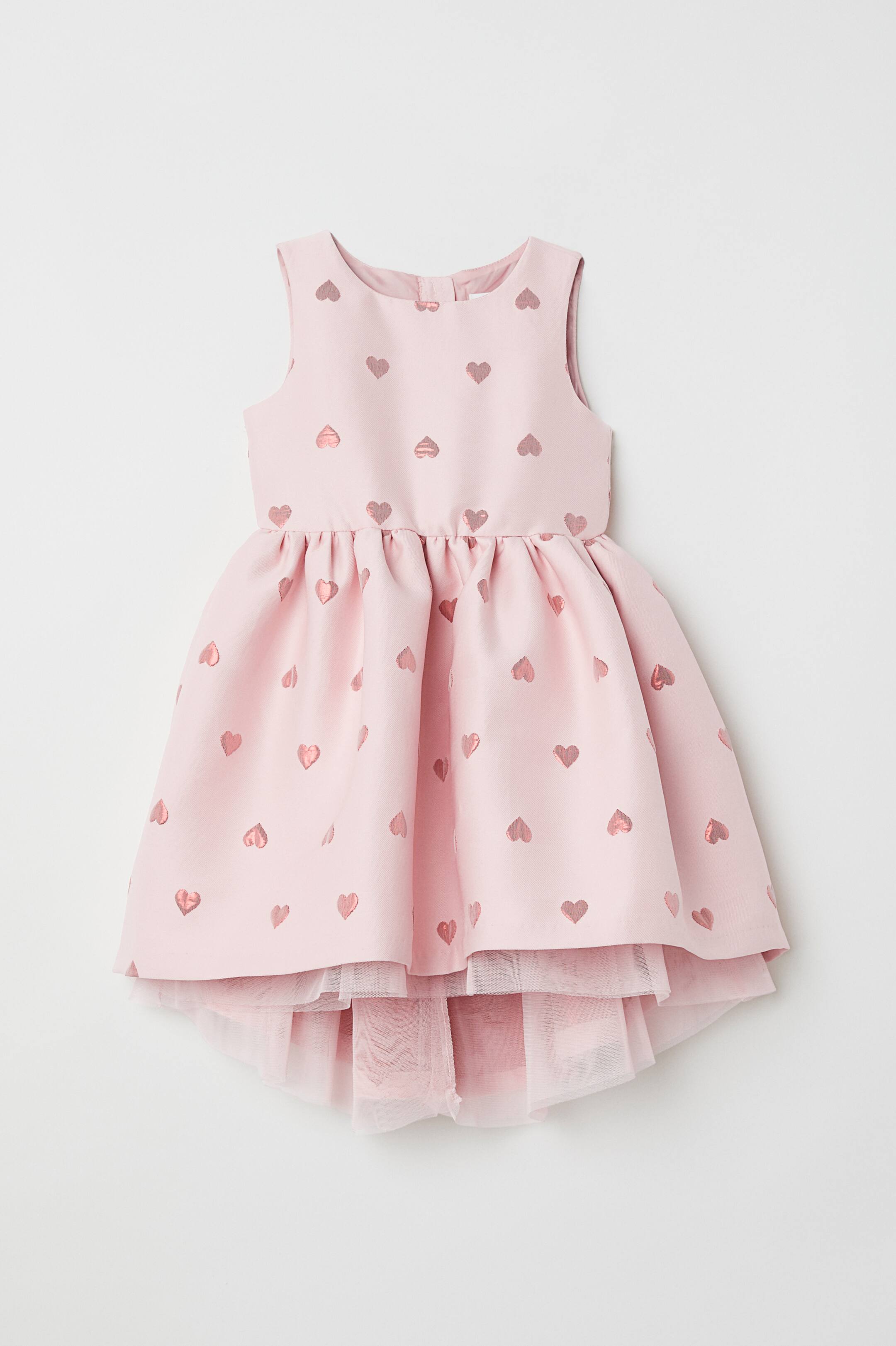 View larger image: Jacquard-weave dress - Light pink/Hearts - Kids | H&M 1