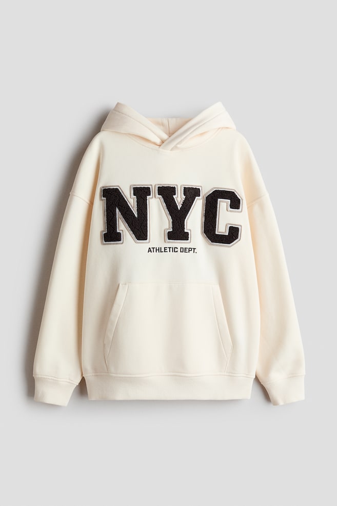 Printed Brushed-Inside Hoodie - Cream/NYC/Blue/tie-dye/Dark gray/tie-dye/Black/Sports Division/Dusty blue/NASA/Dark green/New York/Black/Amazing Drivers - 1
