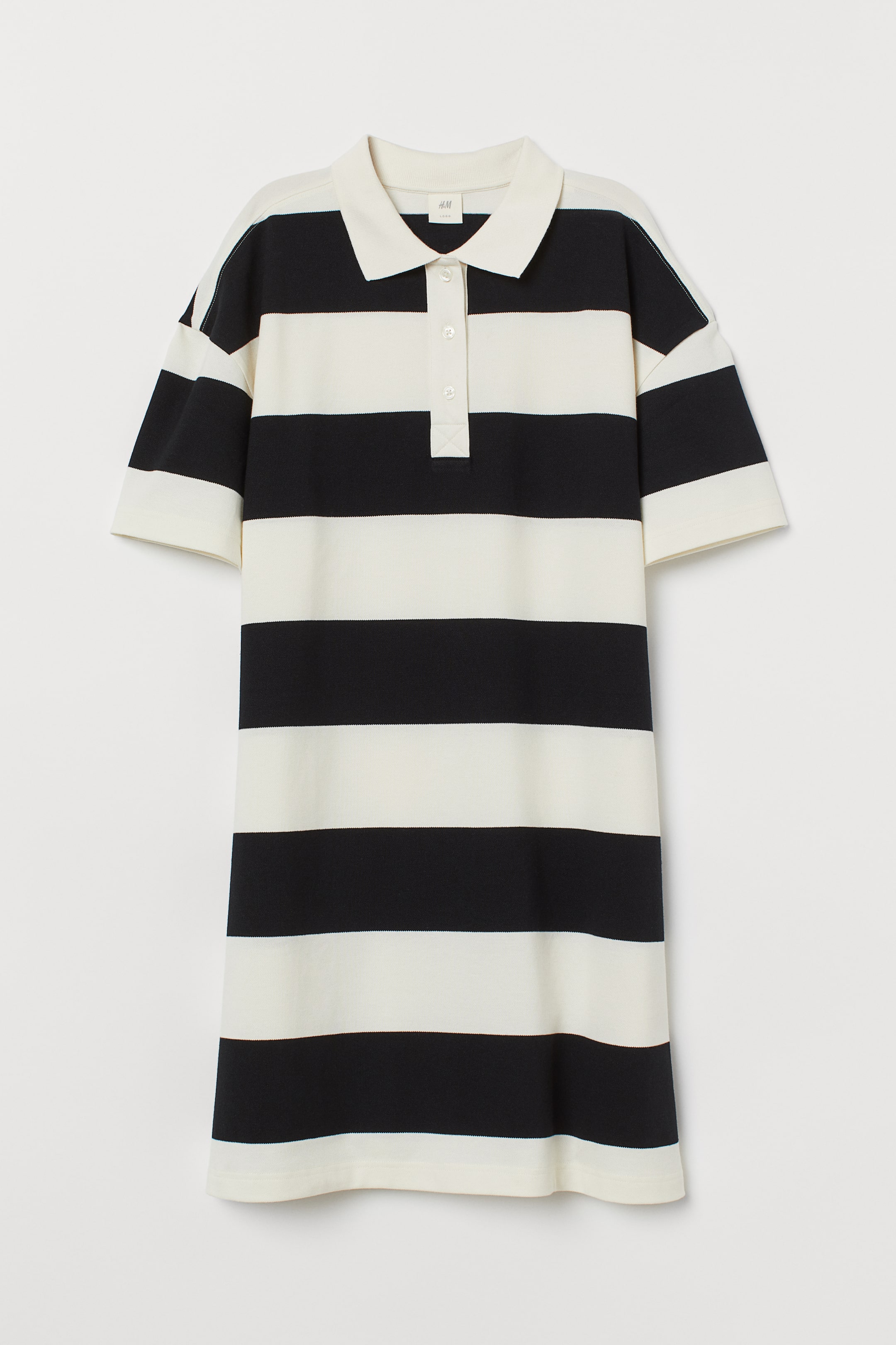 Visualizza immagine più grande: Abito in piqué di cotone - Bianco/nero righe - DONNA | H&M IT 1