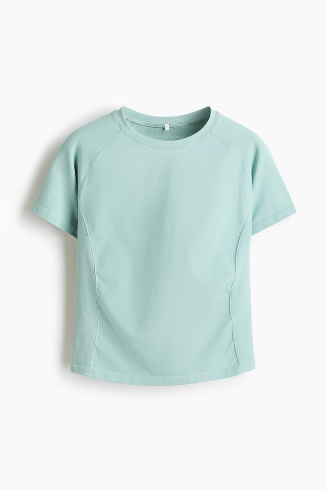 Seamless Slim Fit Sports T-shirt with DryMove™ - Turquoise clair/Gris - 1