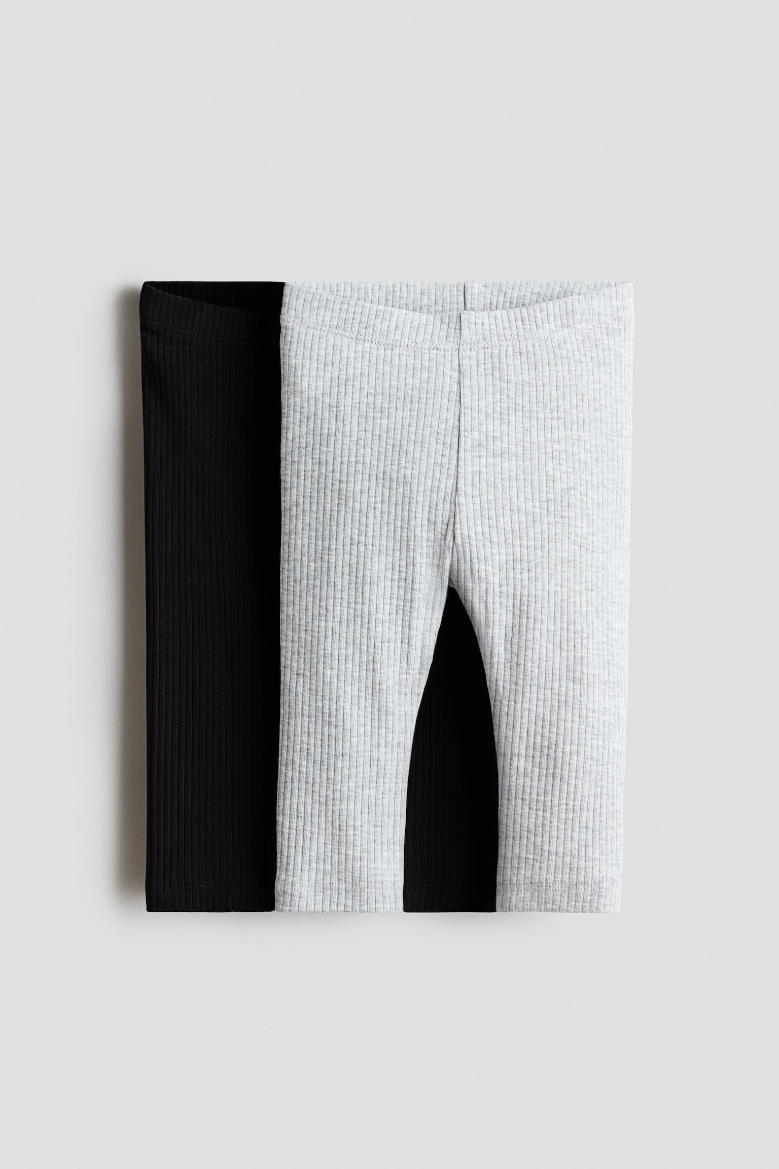 Детские леггинсы H&M 2-pack, цвет: Чёрный / Светлый серый — фото 1