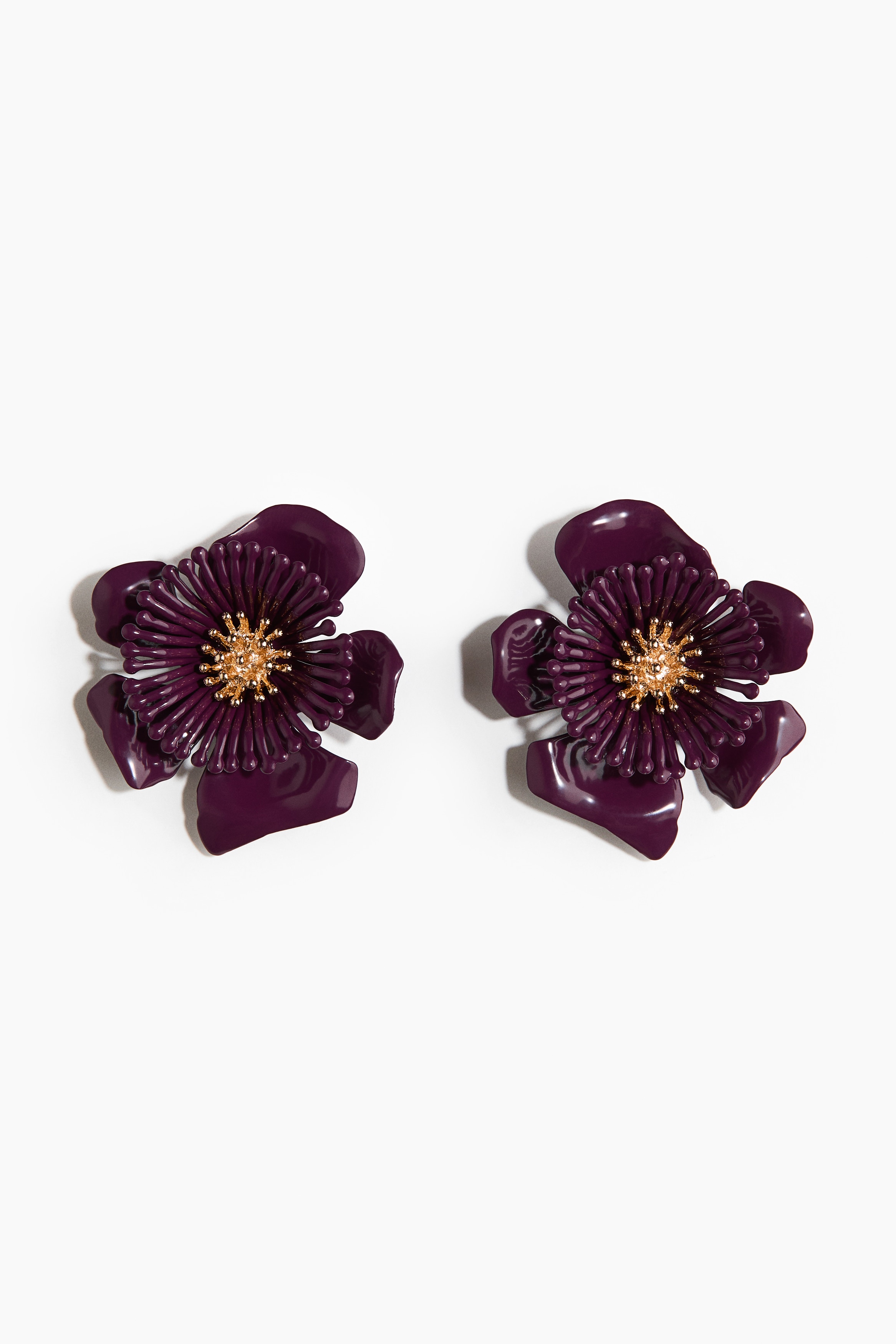 Flower-shaped statement earrings - Burgundy