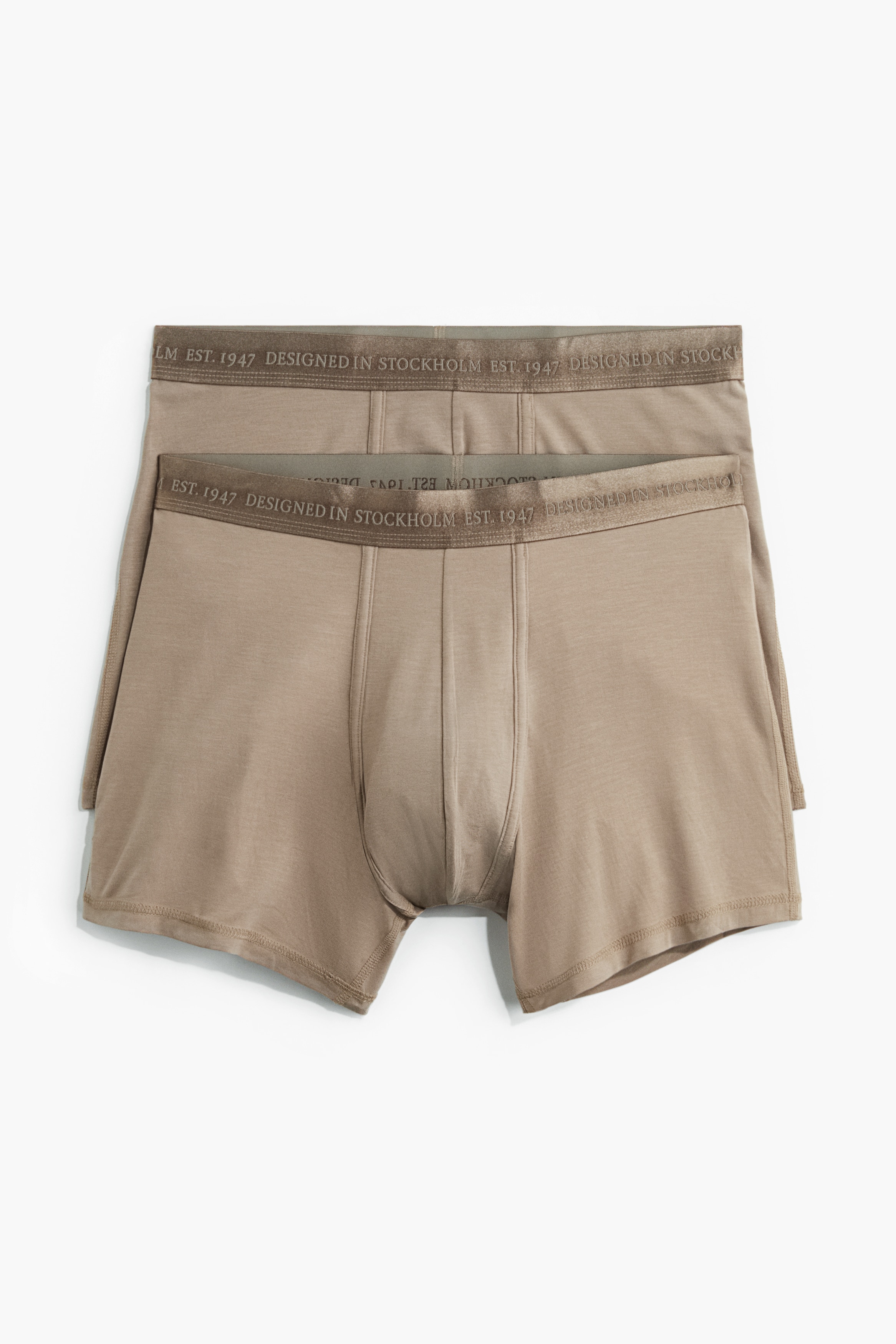 2-Pack Mid-Length Boxer Briefs with Lycra® - Beige/Black/Burgundy/Khaki green/Black/Dark gray