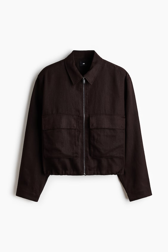 Мужские топы H&M Linen-Blend Overshirt with Zipper