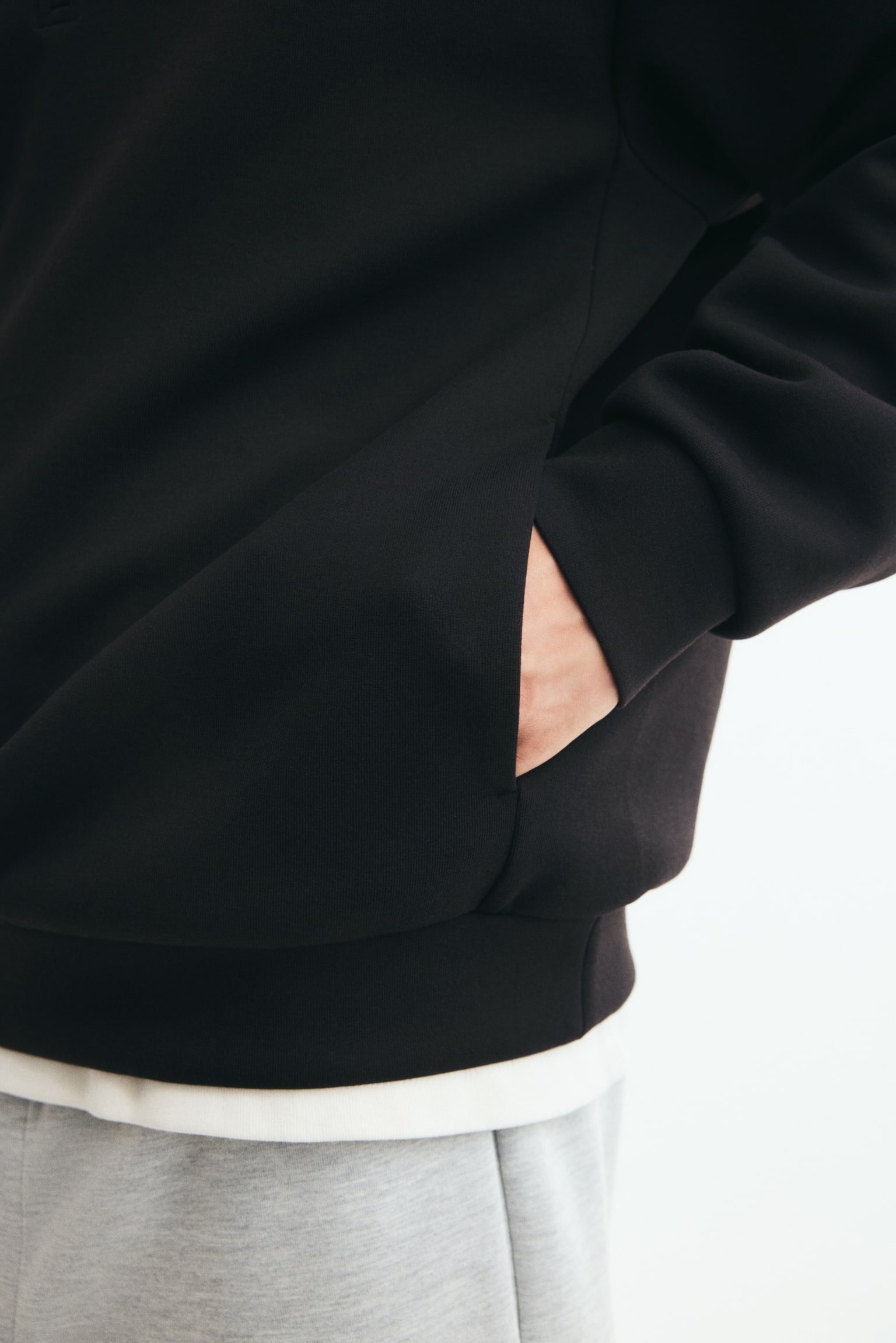 Мужской свитшот H&M Relaxed-Fit Half-Zip, цвет: Чёрный — фото 5