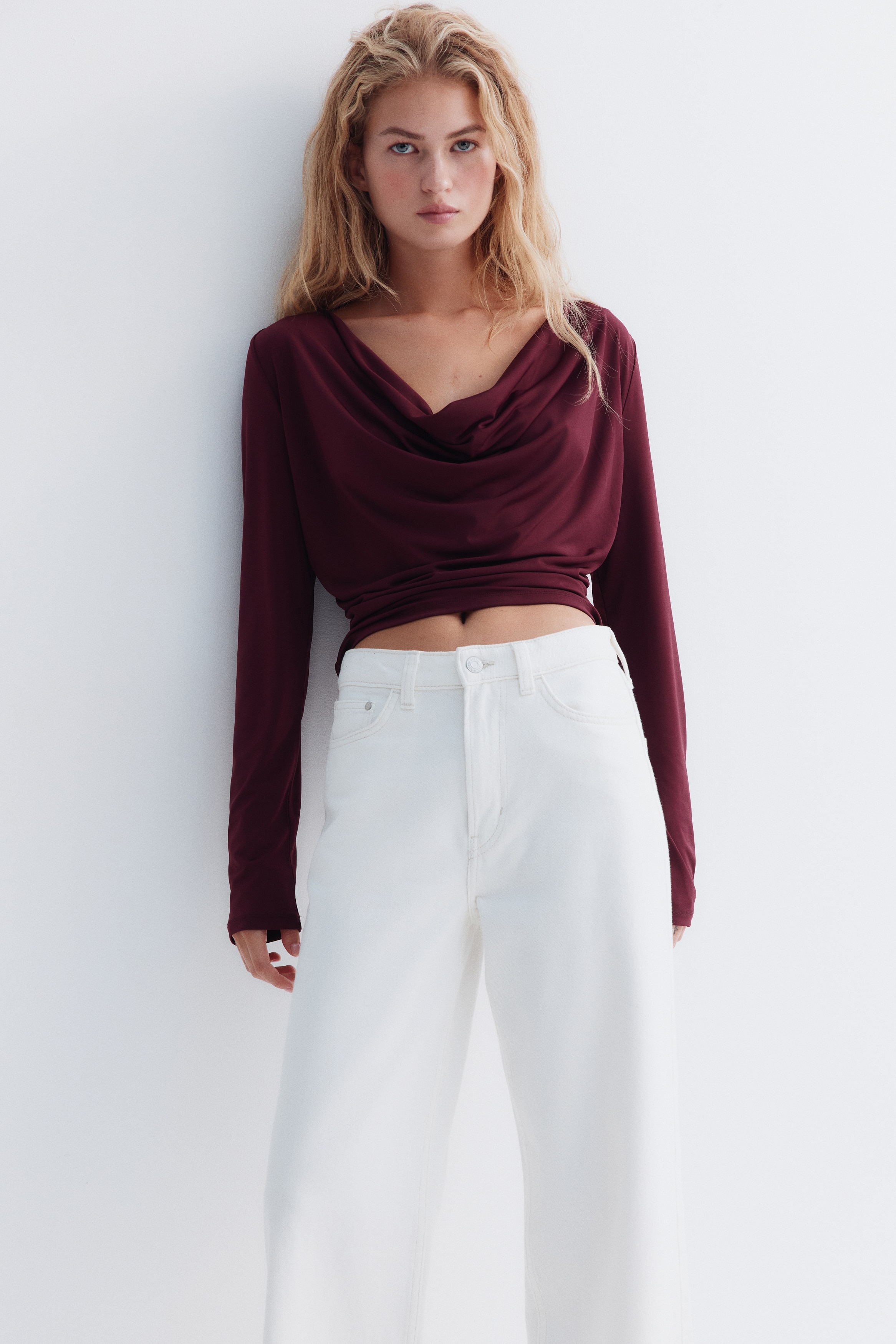 Draped jersey top