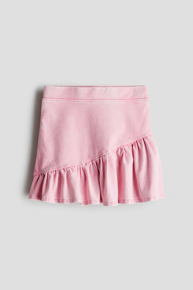 Flounced denim-look skirt - Light pink/Denim grey - 1