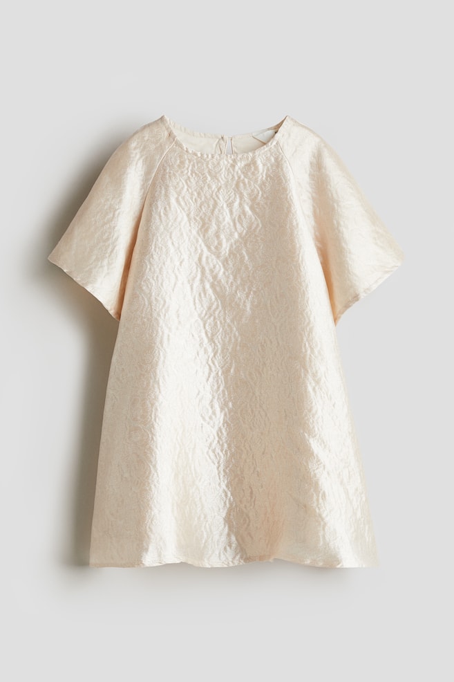 Robe en tissu jacquard - Crème/Bleu marine - 1