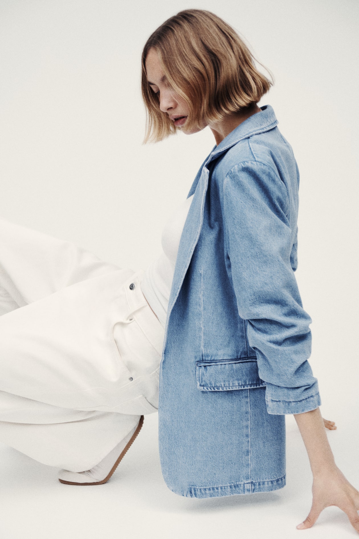 Gathered-Sleeve Denim Jacket - image 5