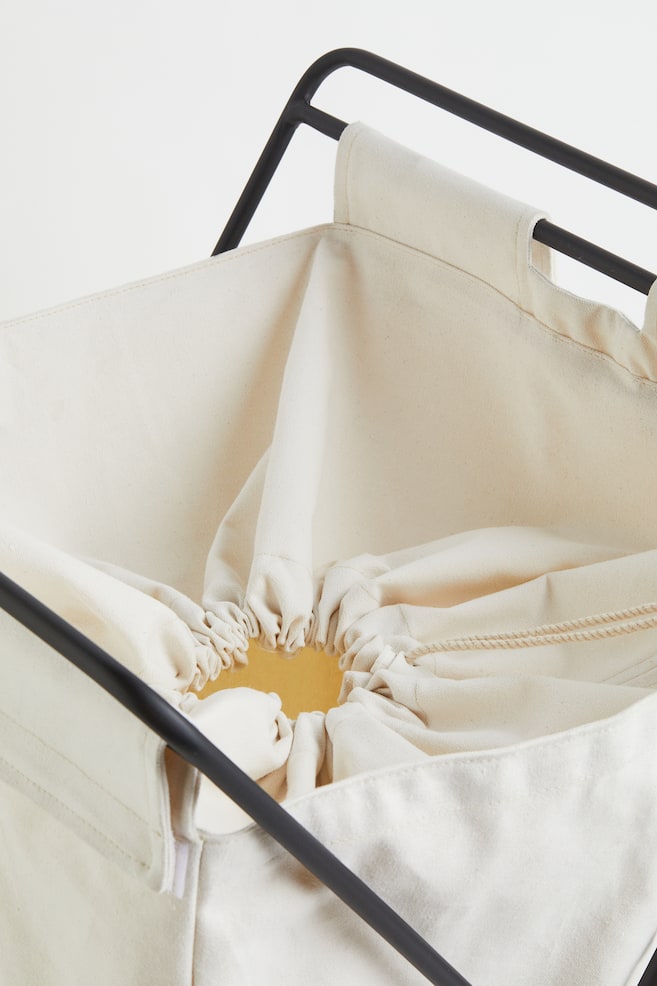 Folding laundry hamper - Natural white/Black - 4
