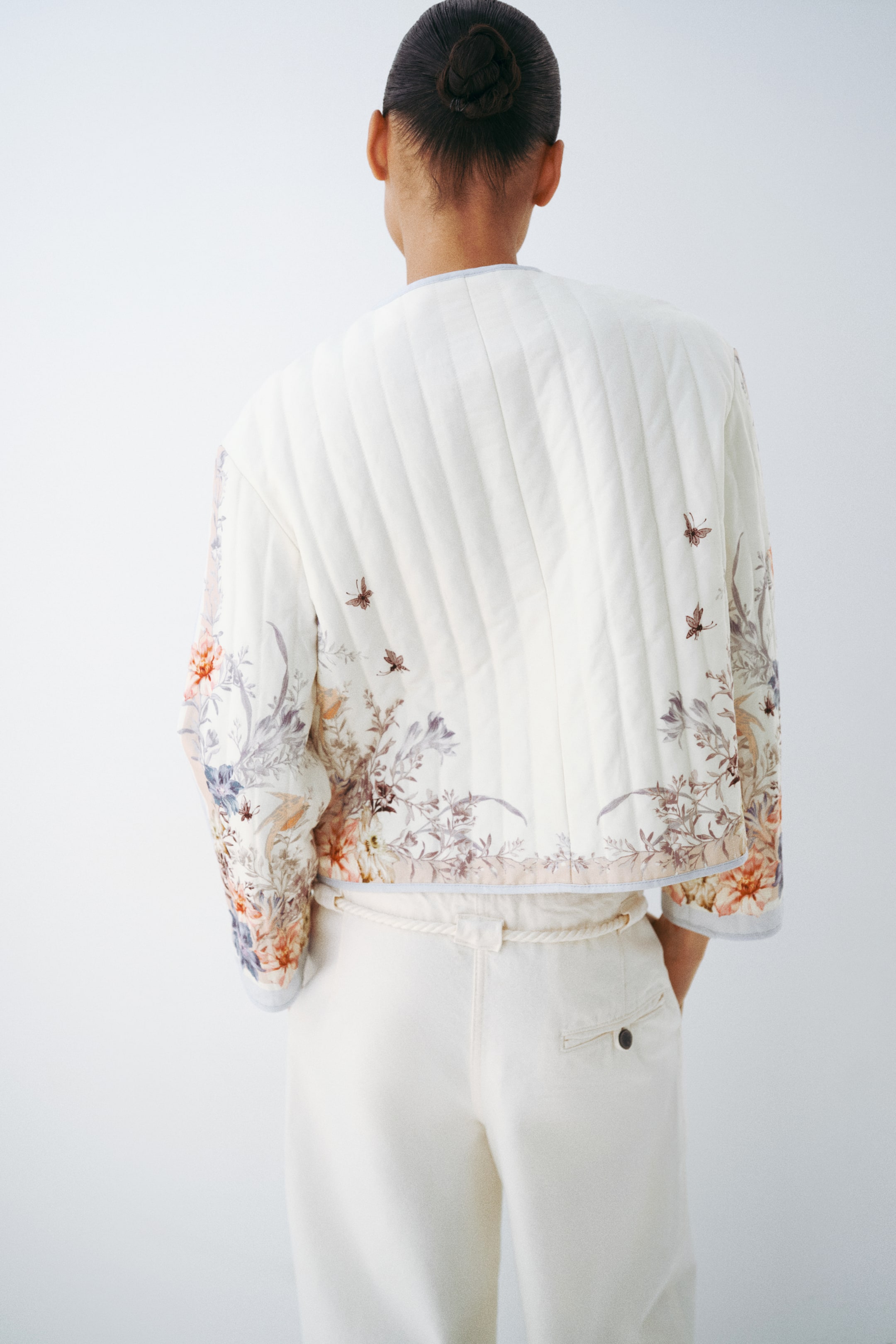 Veste matelassée en lin mélangé