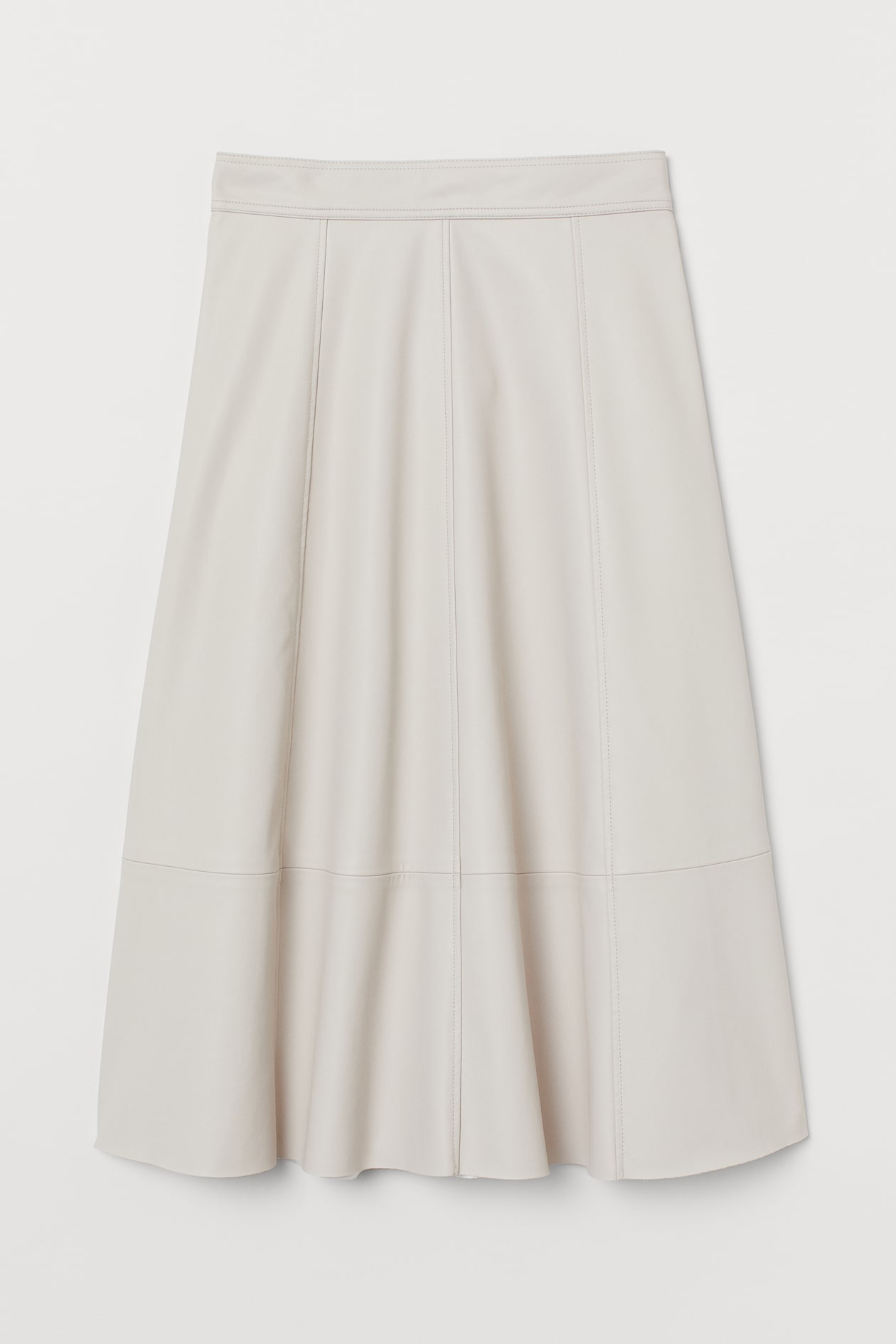 Faux Leather Skirt - High waist - Midi - Light beige - Ladies | H&M US