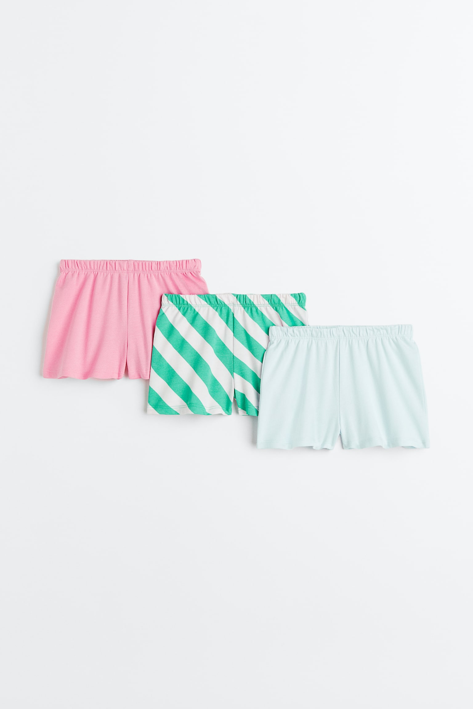 3-pack cotton shorts - Green/Striped - 1