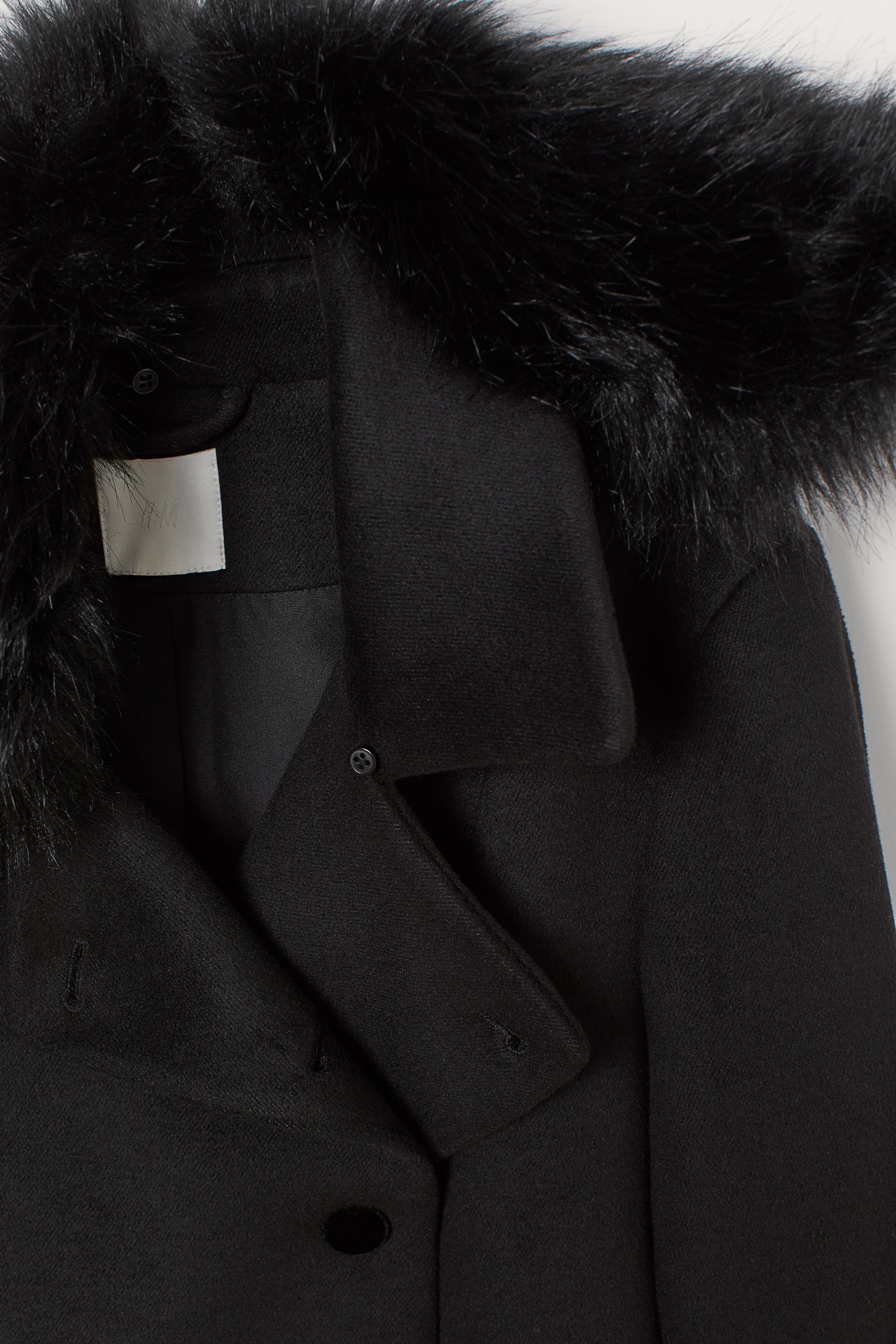 Προβολή μεγαλύτερης εικόνας: Coat with a faux fur collar - Black - Ladies | H&M GR 2