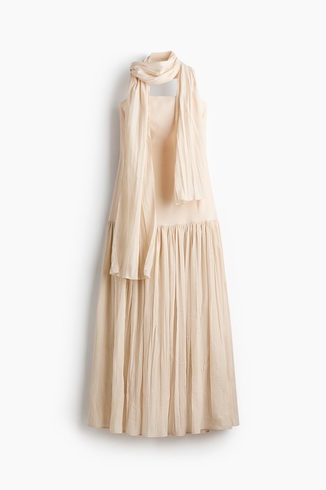 Robe bandeau avec foulard - Beige clair - 1