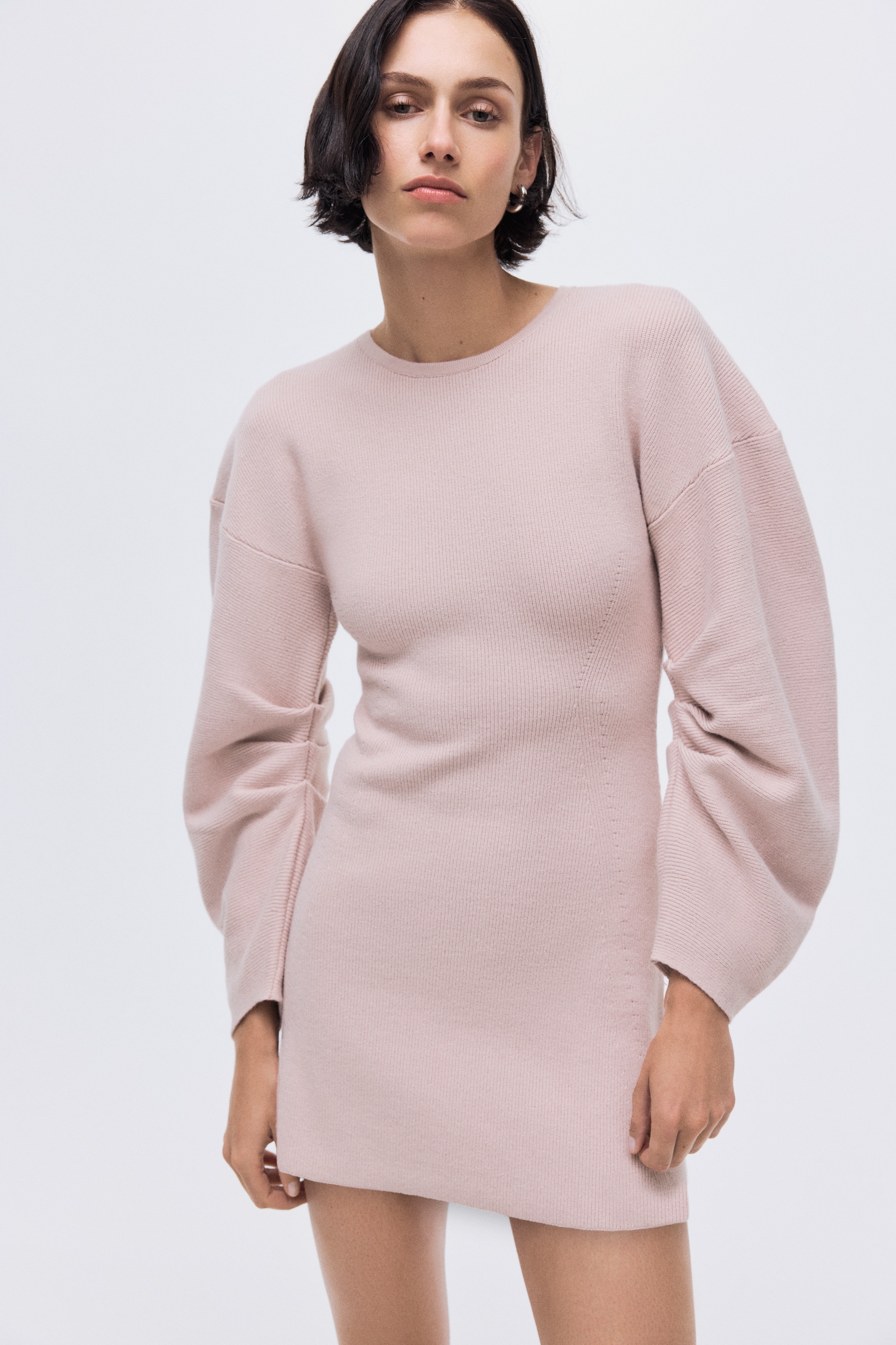 Viscose-Blend Rib-Knit Dress - Light dusty pink - Ladies