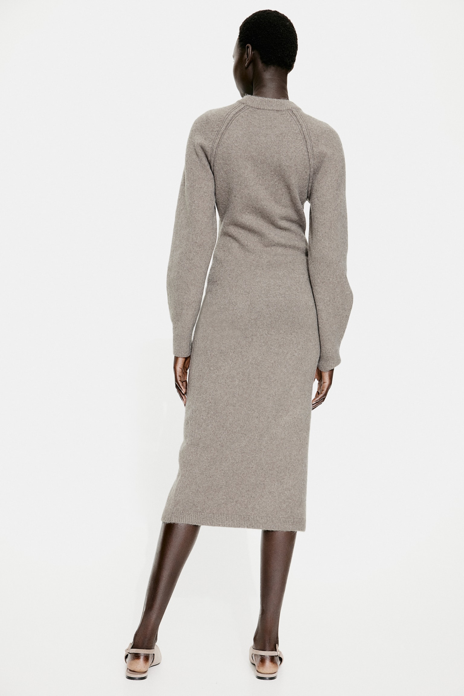 Knitted bodycon dress - Greige marl/Cream/Grey marl - 5